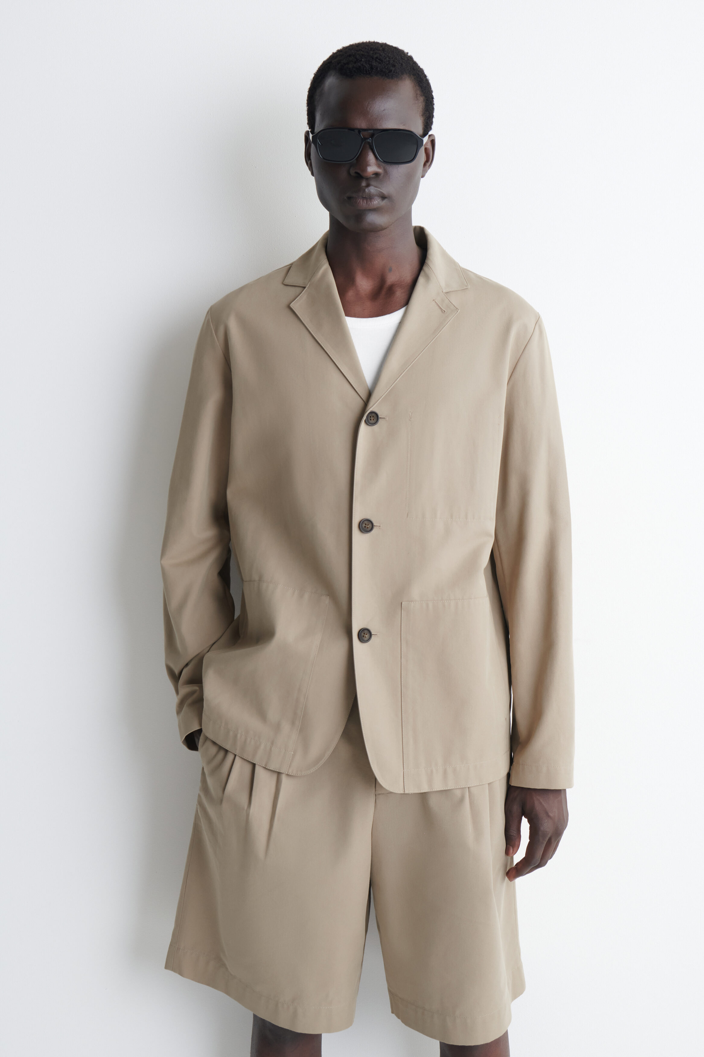 UNSTRUCTURED COTTON-BLEND BLAZER - thumbnail 2