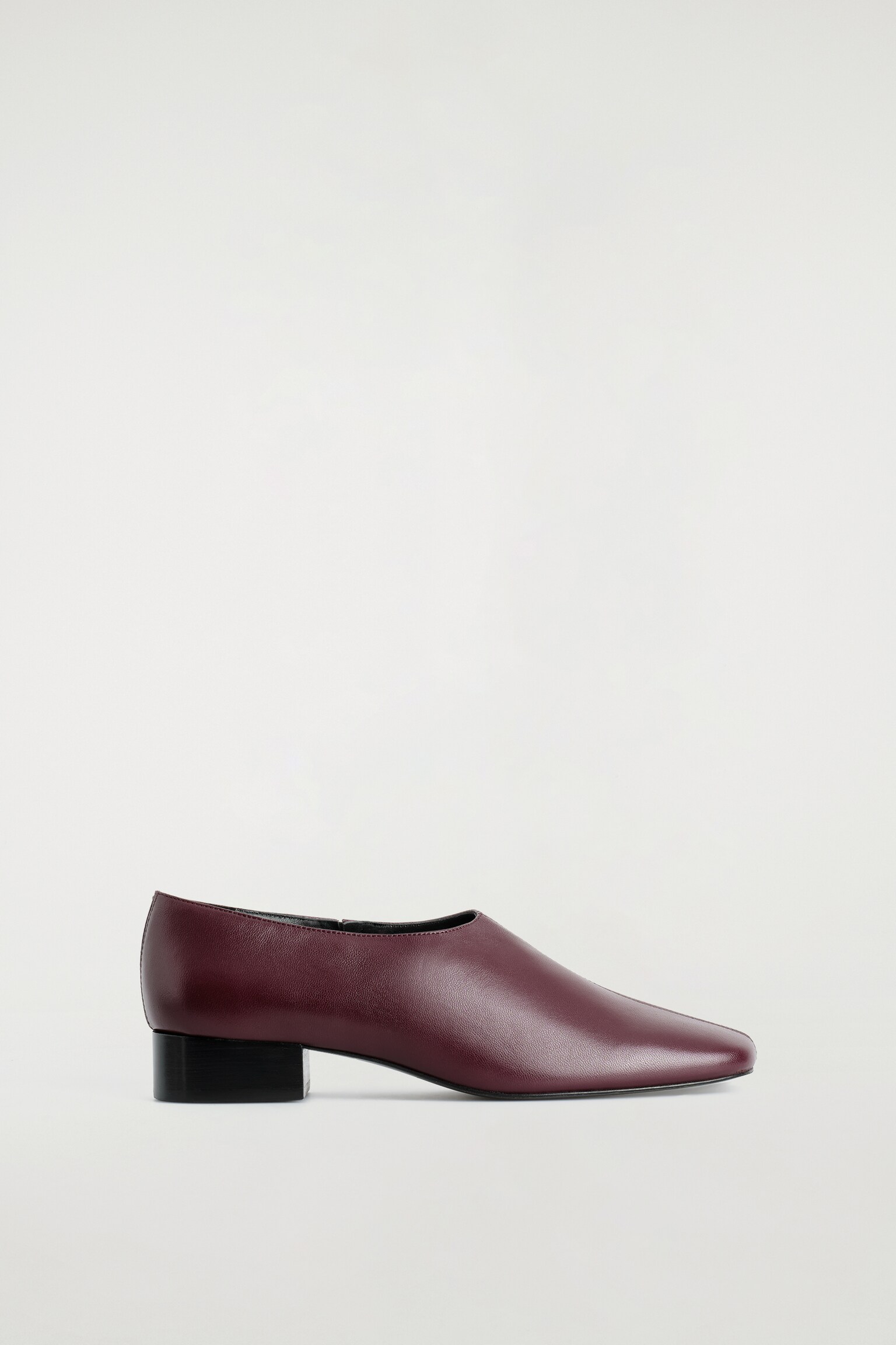 SQUARE-TOE LEATHER HEELED SHOES - DARK RED/BLACK - 1