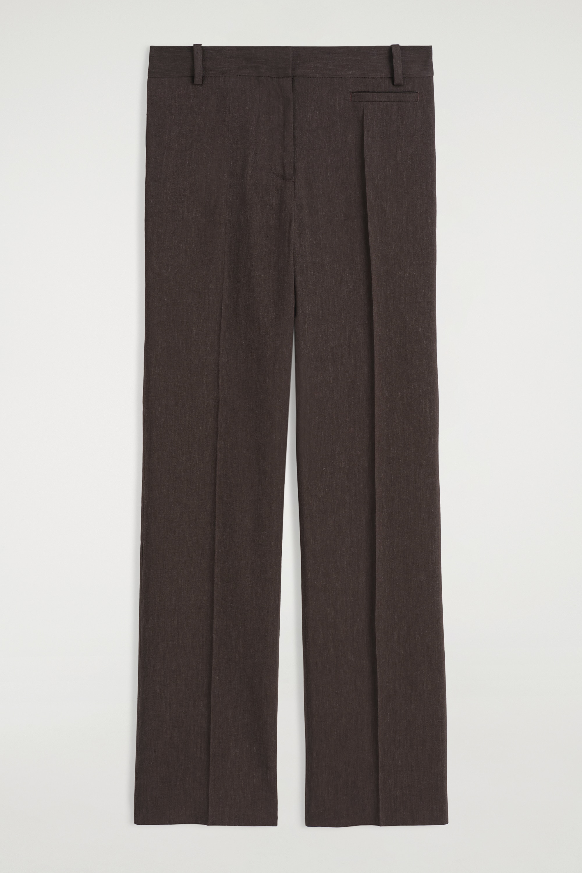 PANTALONI SARTORIALI A GAMBA DRITTA IN LINO - MARRONE SCURO