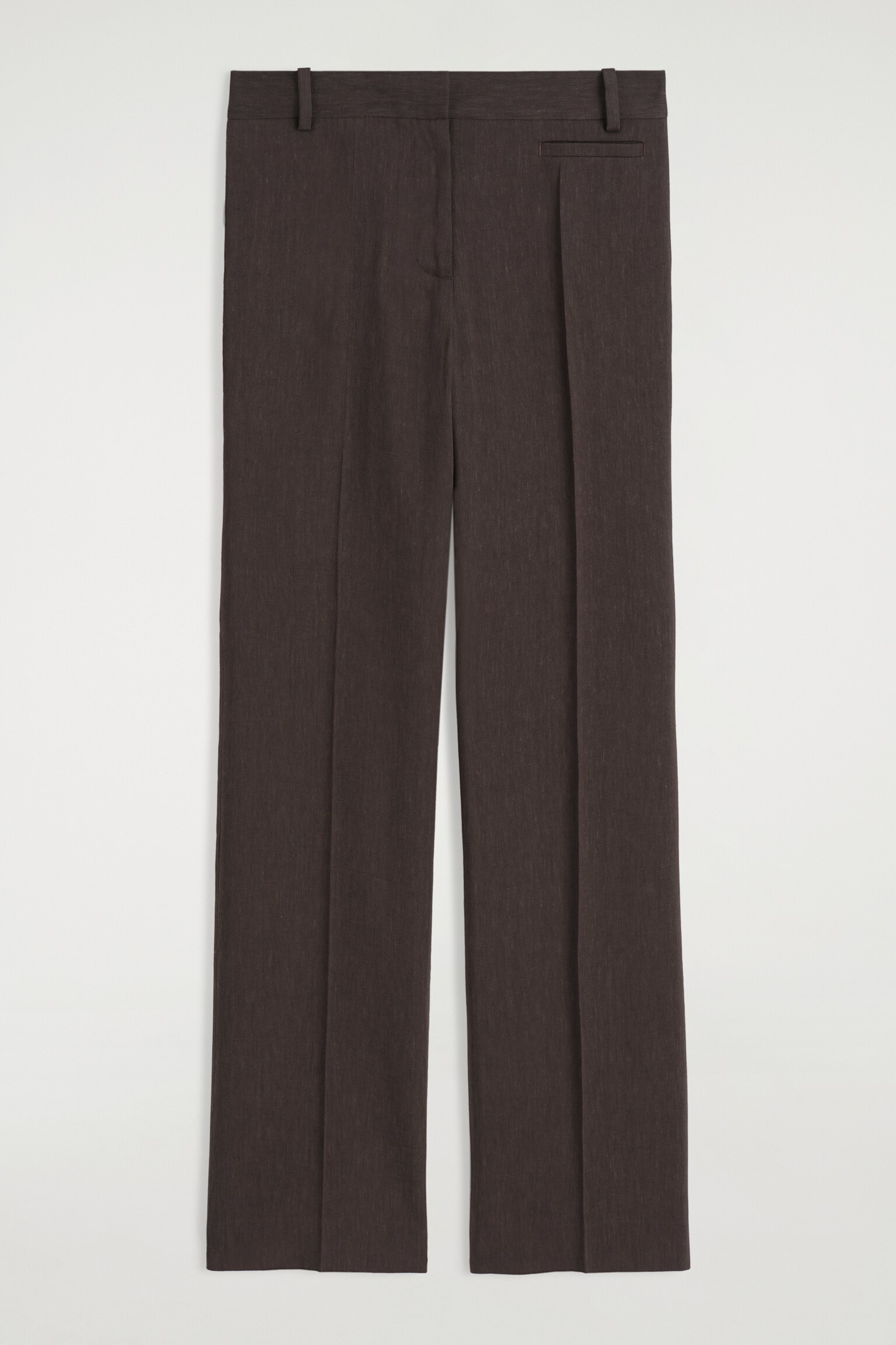 PANTALON DE TAILLEUR DROIT EN LIN - BRUN FONCÉ - 2