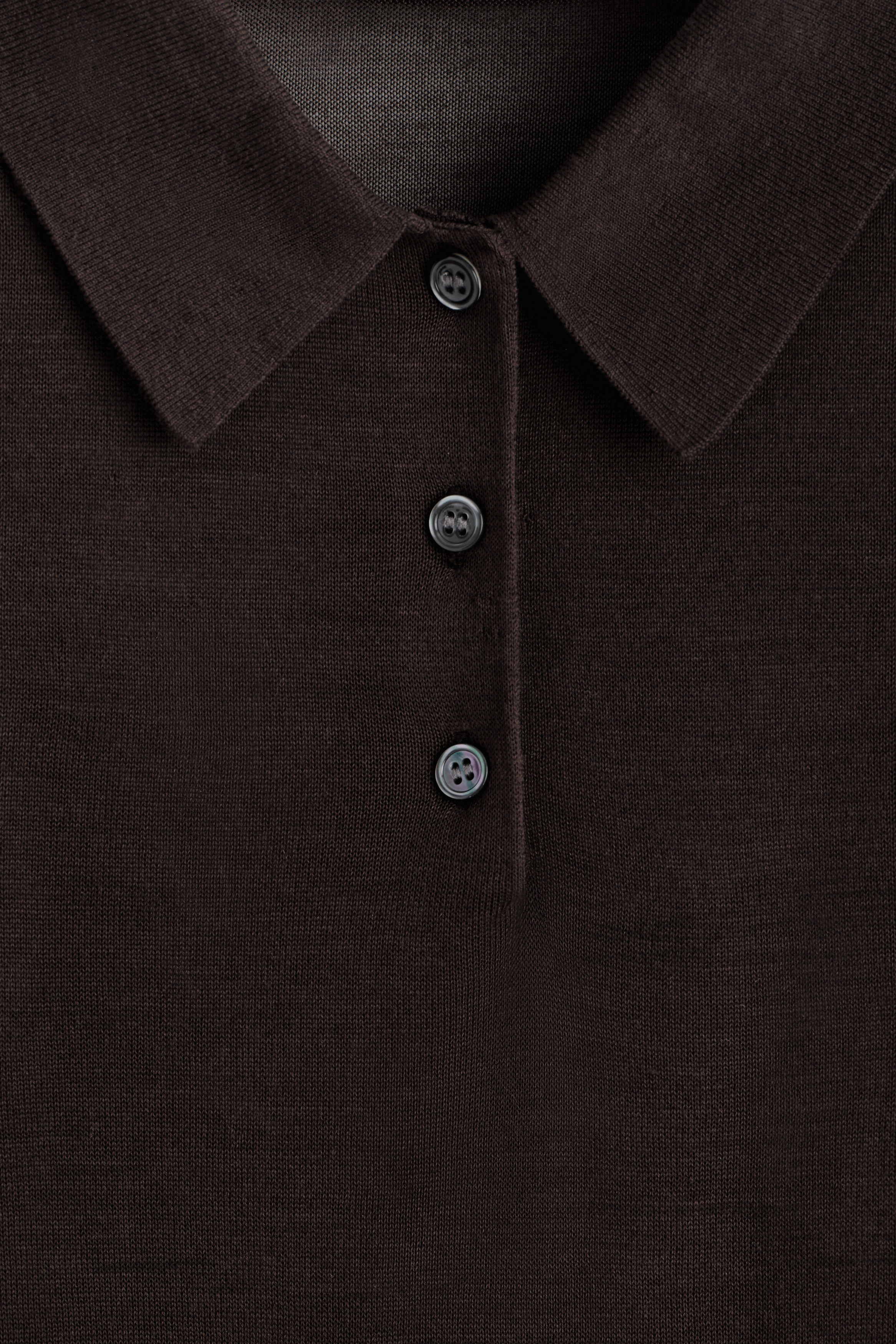 SHEER KNIT SILK POLO SHIRT - BITTER CHOCOLATE | COS US