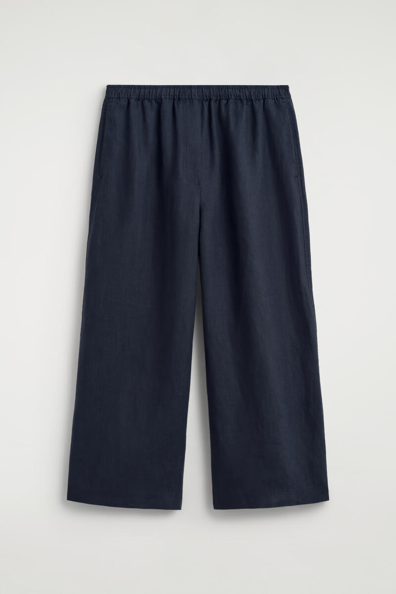 Cos Linen Culottes In Navy In Blue