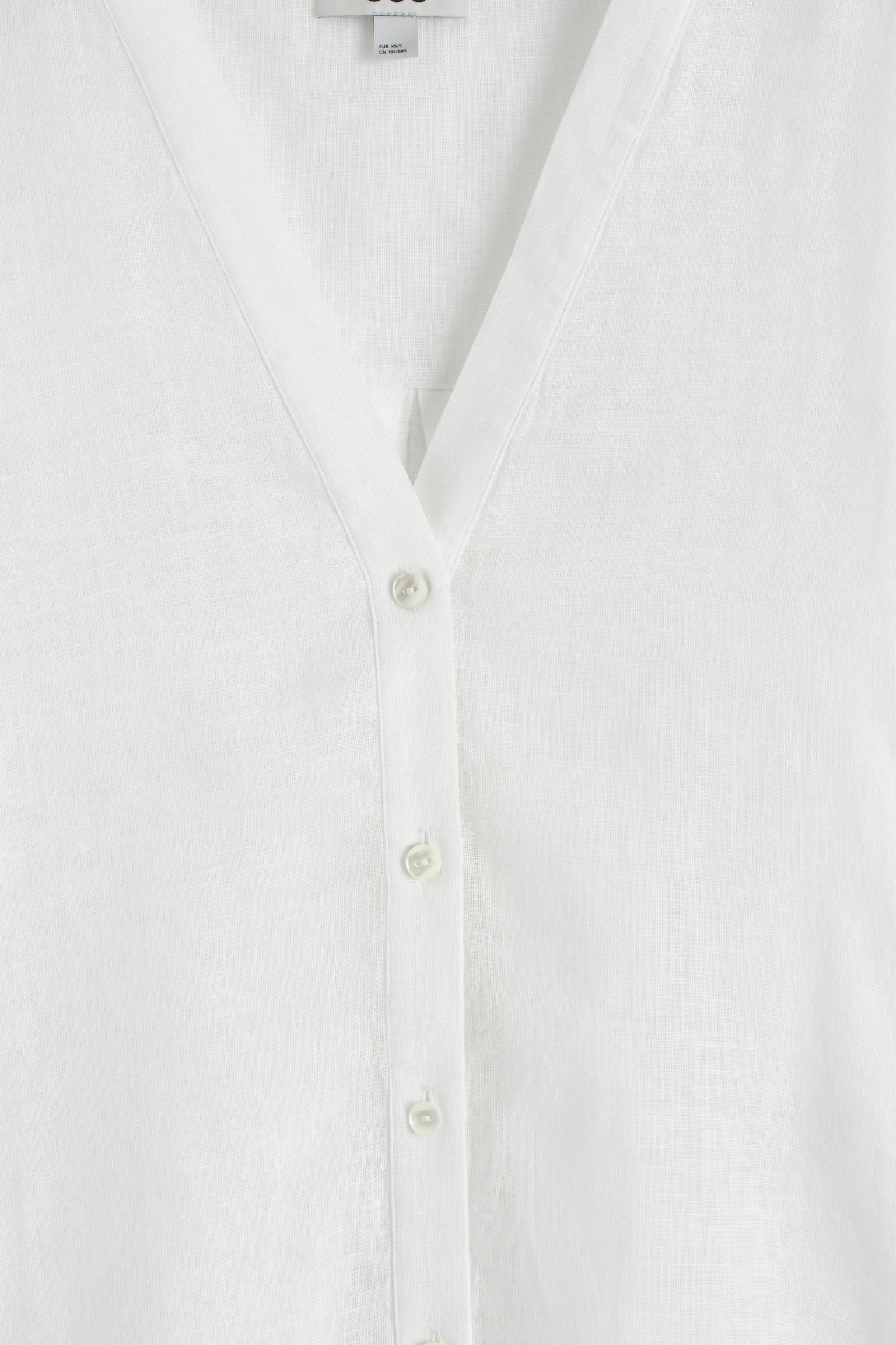 OVERSIZED LINEN V-NECK SHIRT - WHITE - 5