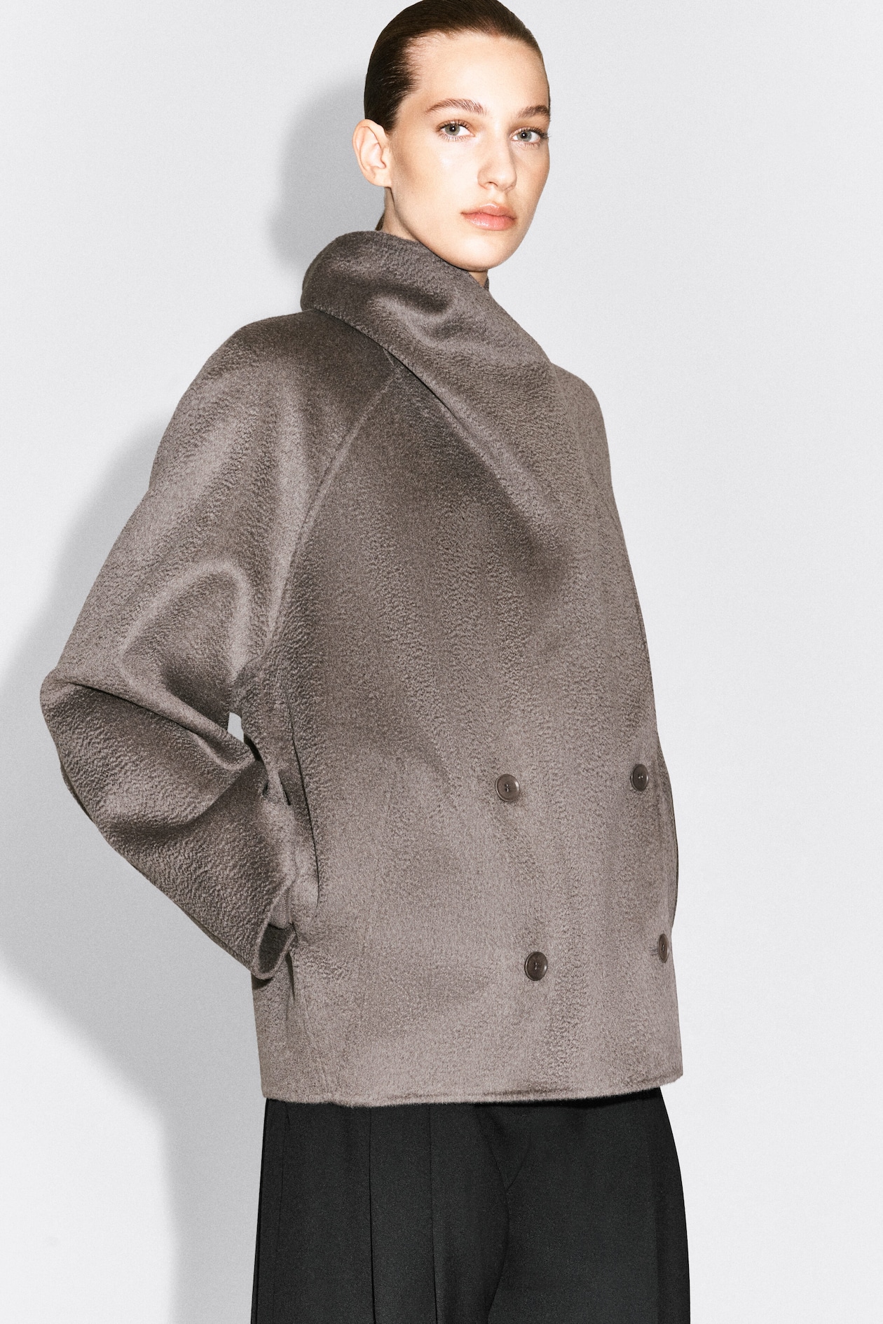 DOUBLE-FACED CASHMERE BOMBER JACKET — STONE