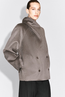 DOUBLE-FACED CASHMERE BOMBER JACKET — STONE 3