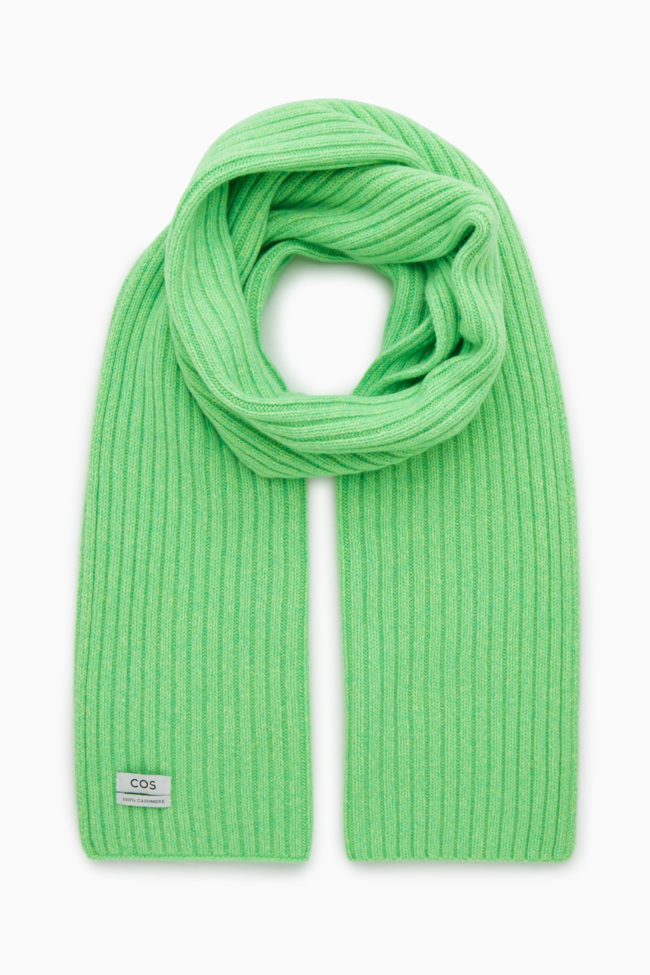 Näytä suurempi kuva: CHUNKY RIBBED-KNIT PURE CASHMERE SCARF - GREEN - NAISET | H&M FI 1