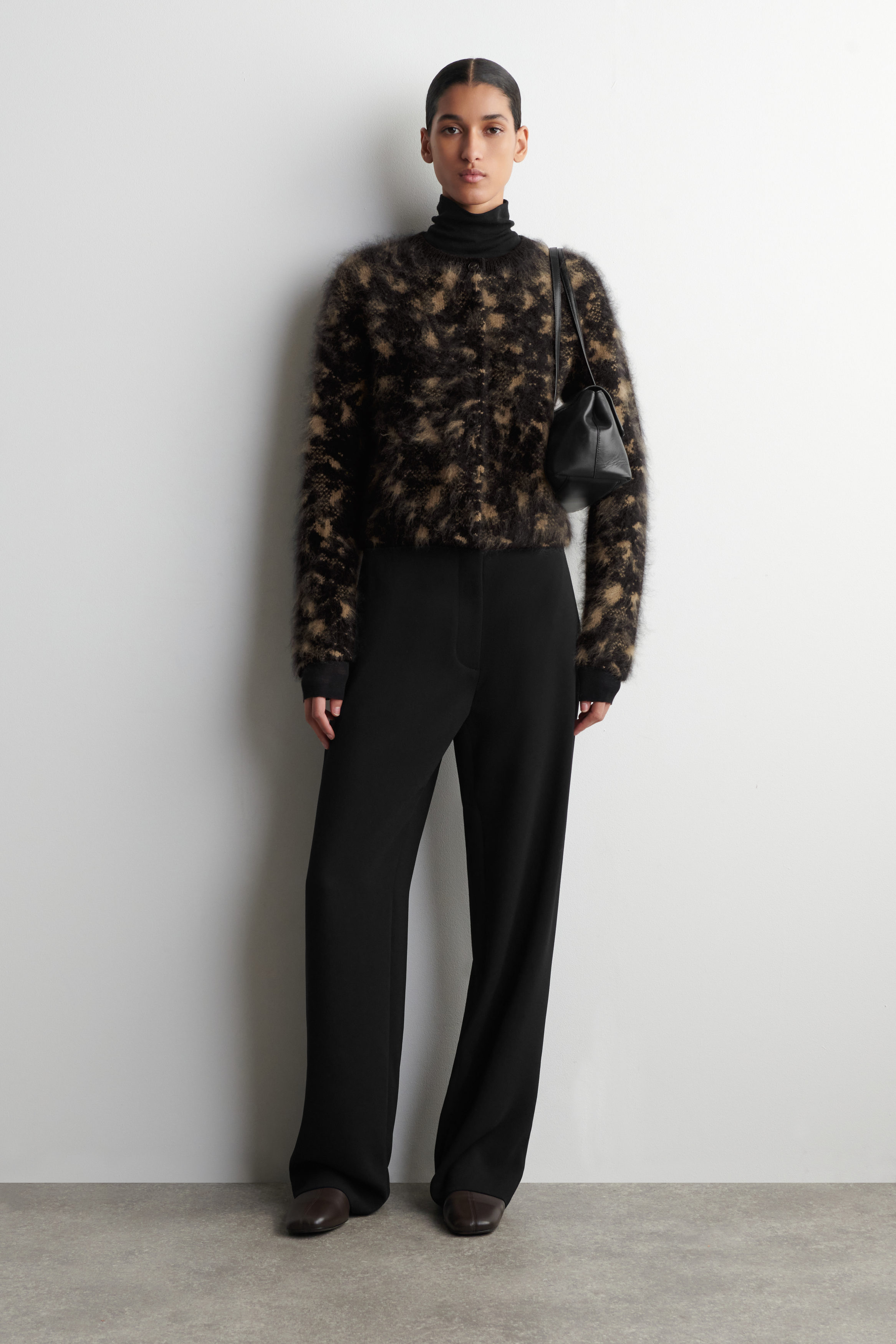 ANIMAL-JACQUARD MERINO WOOL CARDIGAN - BLACK / BROWN | COS US