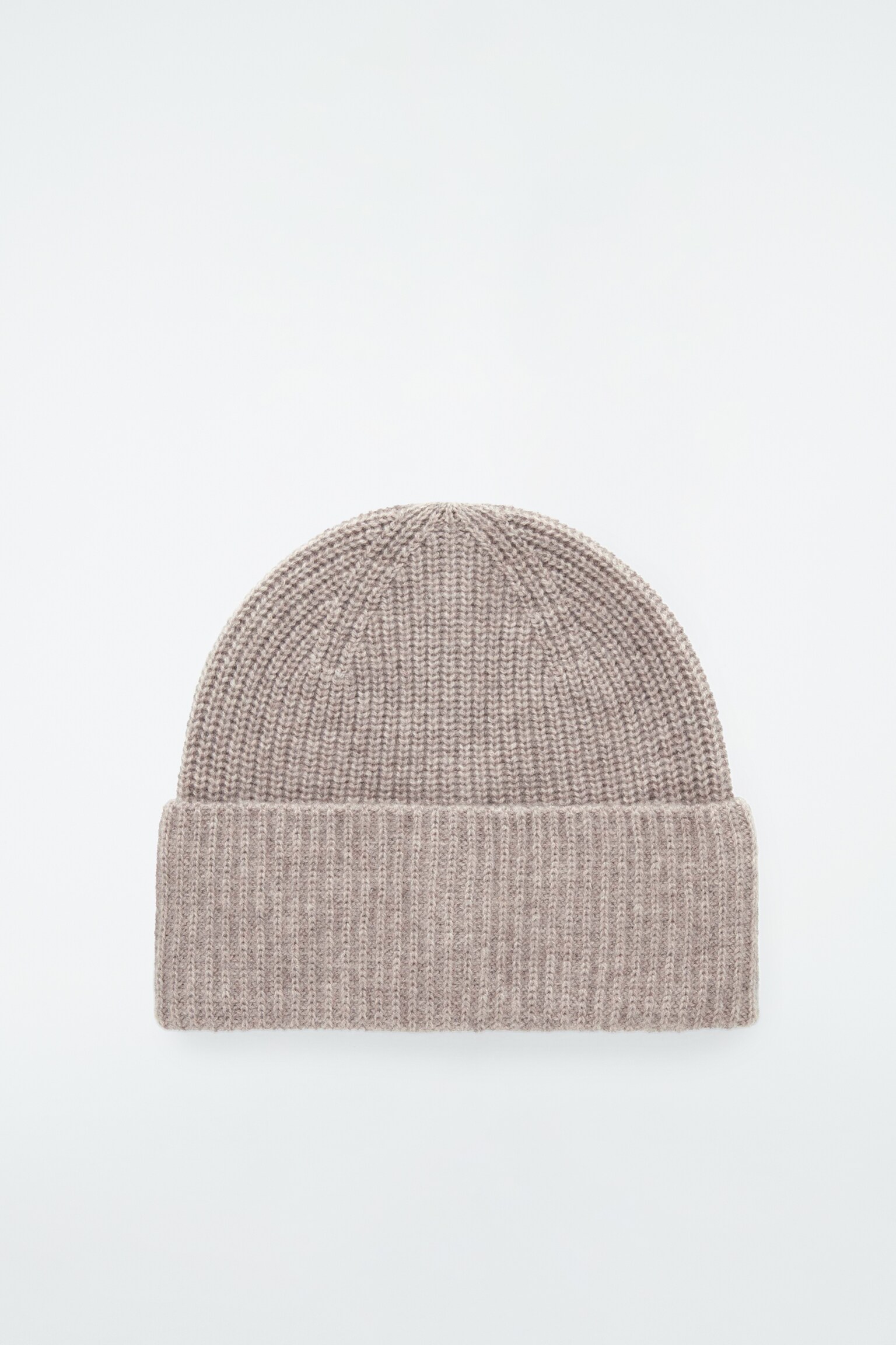 RIBBED WOOL AND CASHMERE BEANIE - BEIGE/BRIGHT RED/NAVY