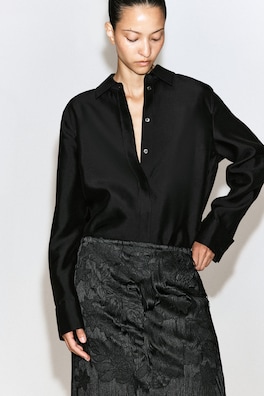 EMBROIDERED FRINGED MIDI SKIRT — CARBON 5