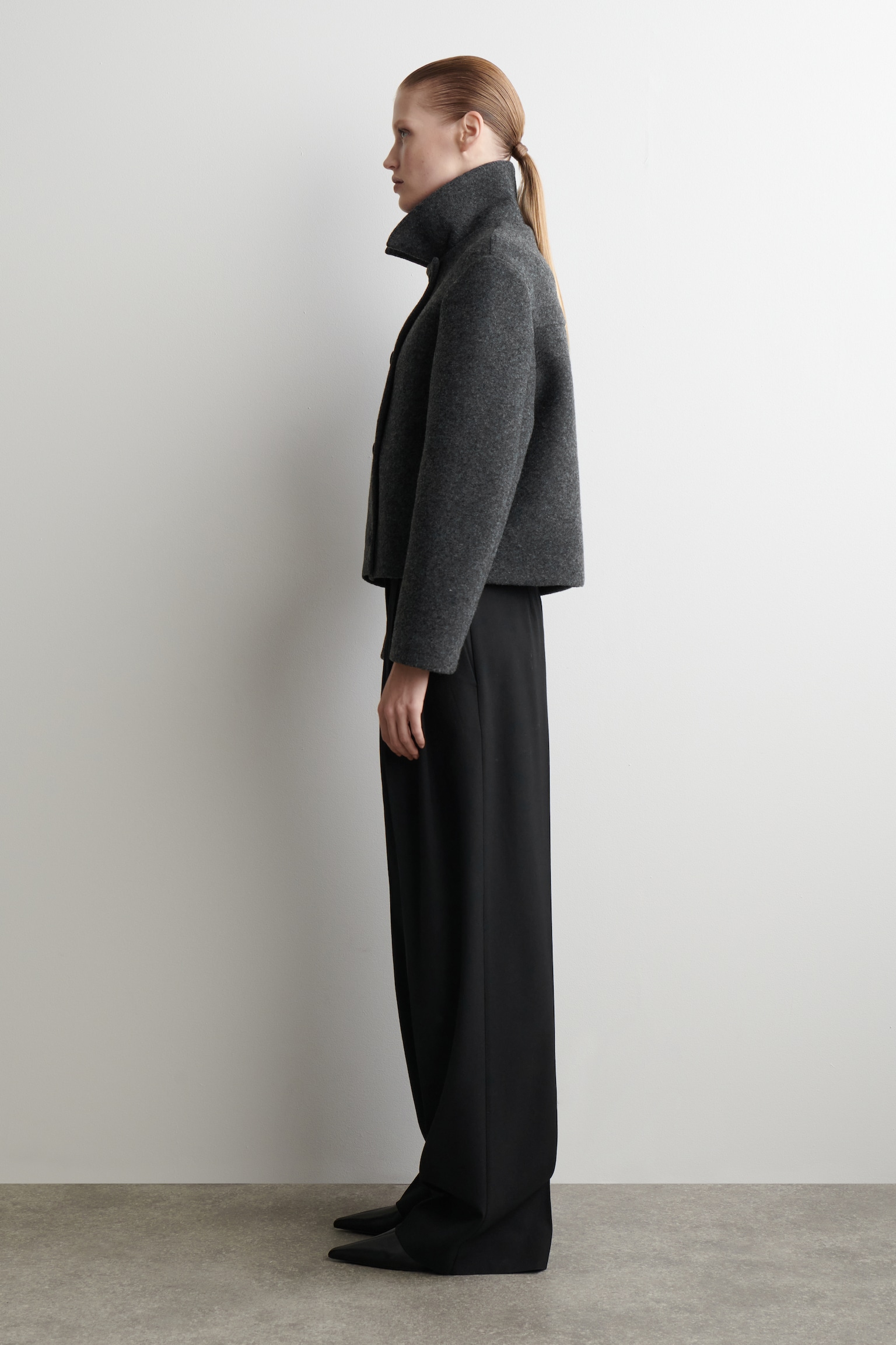 VESTE EN LAINE BOUILLIE MÉLANGÉE - GRIS FONCÉ CHINÉ/BEIGE CHINÉ - 3