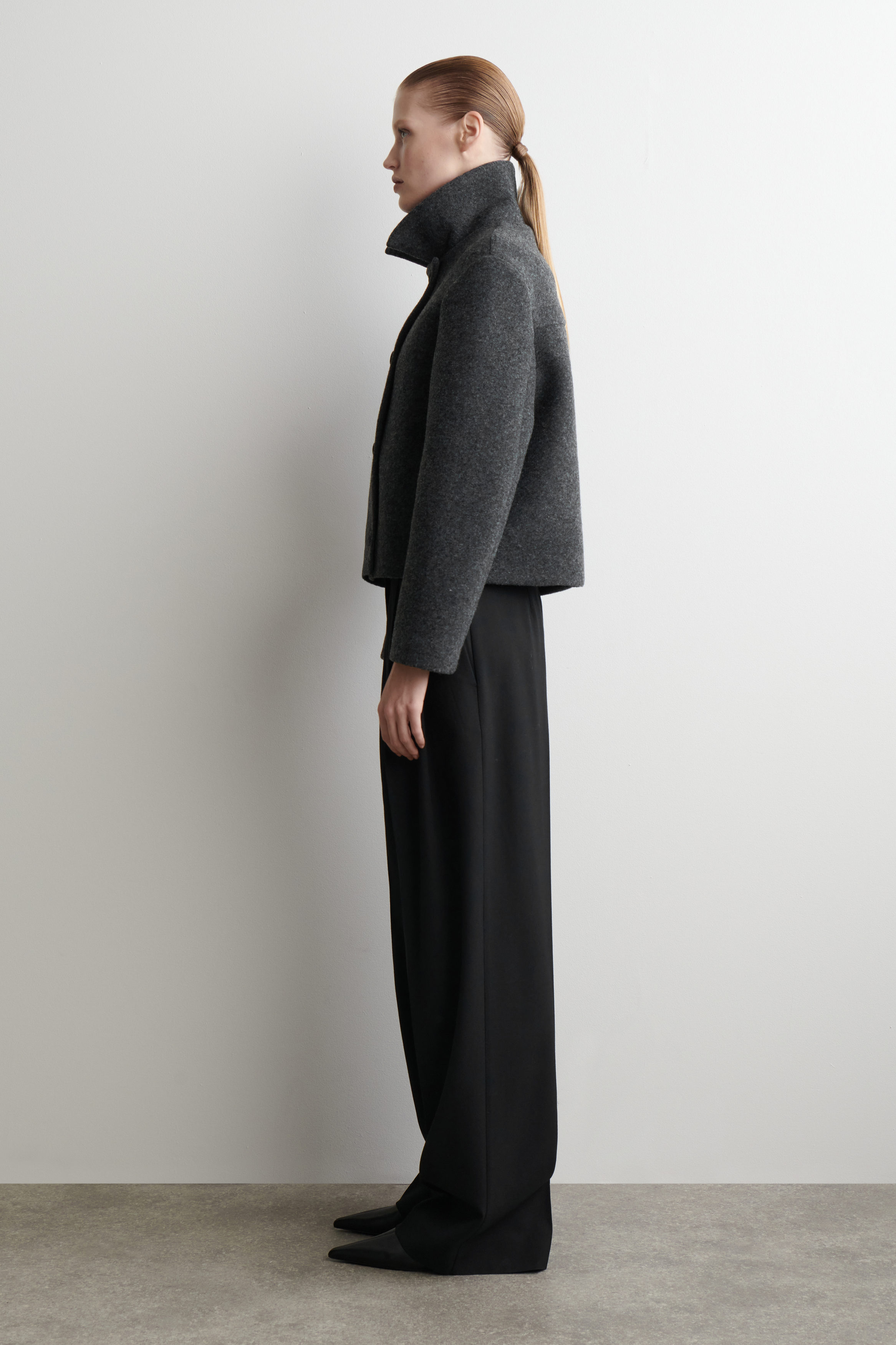 BOILED WOOL-BLEND SHORT JACKET - DARK-GRAY MÉLANGE | COS US