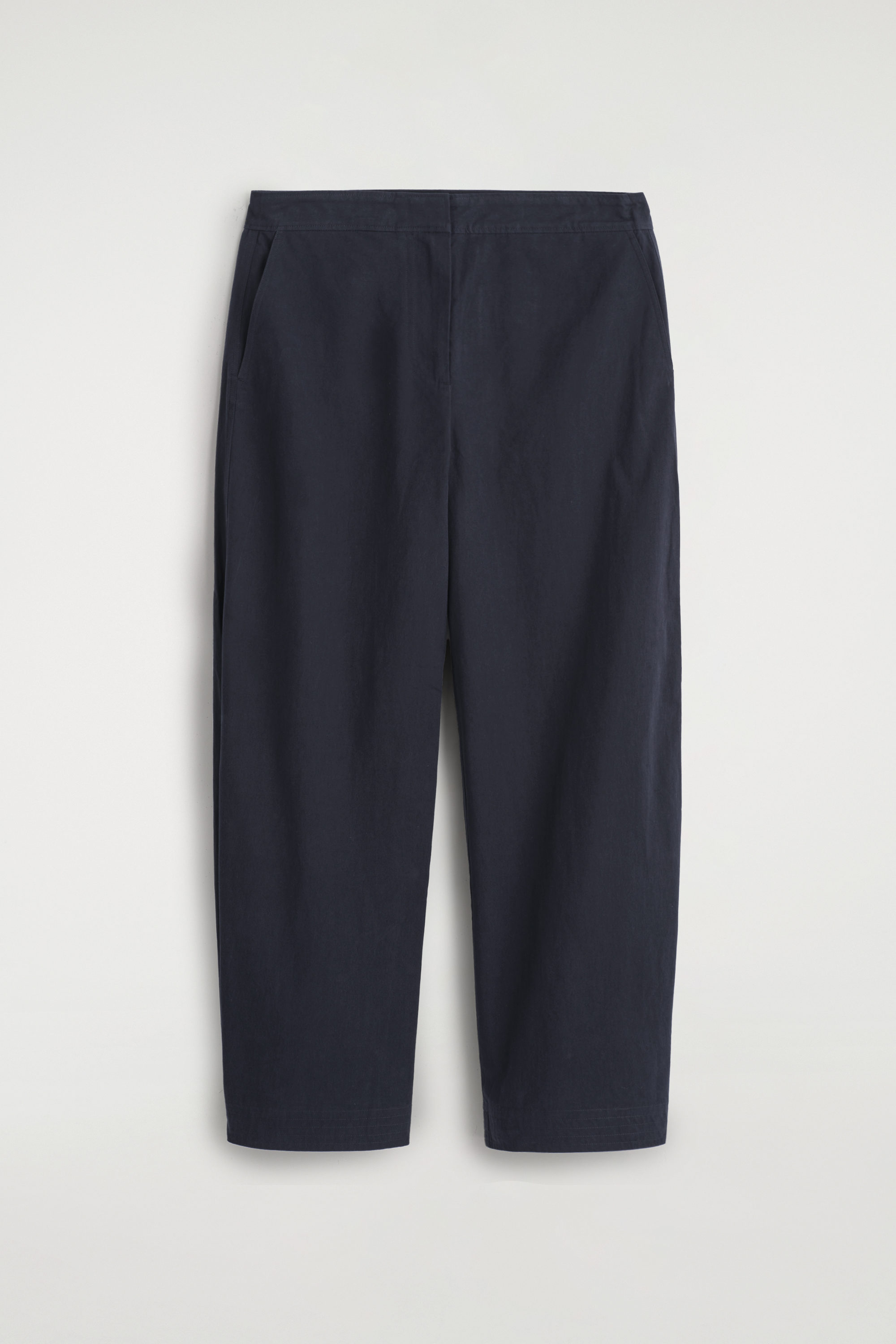 PIMA COTTON BARREL-LEG PANTS - NAVY | COS US