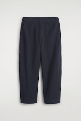 PIMA COTTON BARREL-LEG TROUSERS — NAVY 2