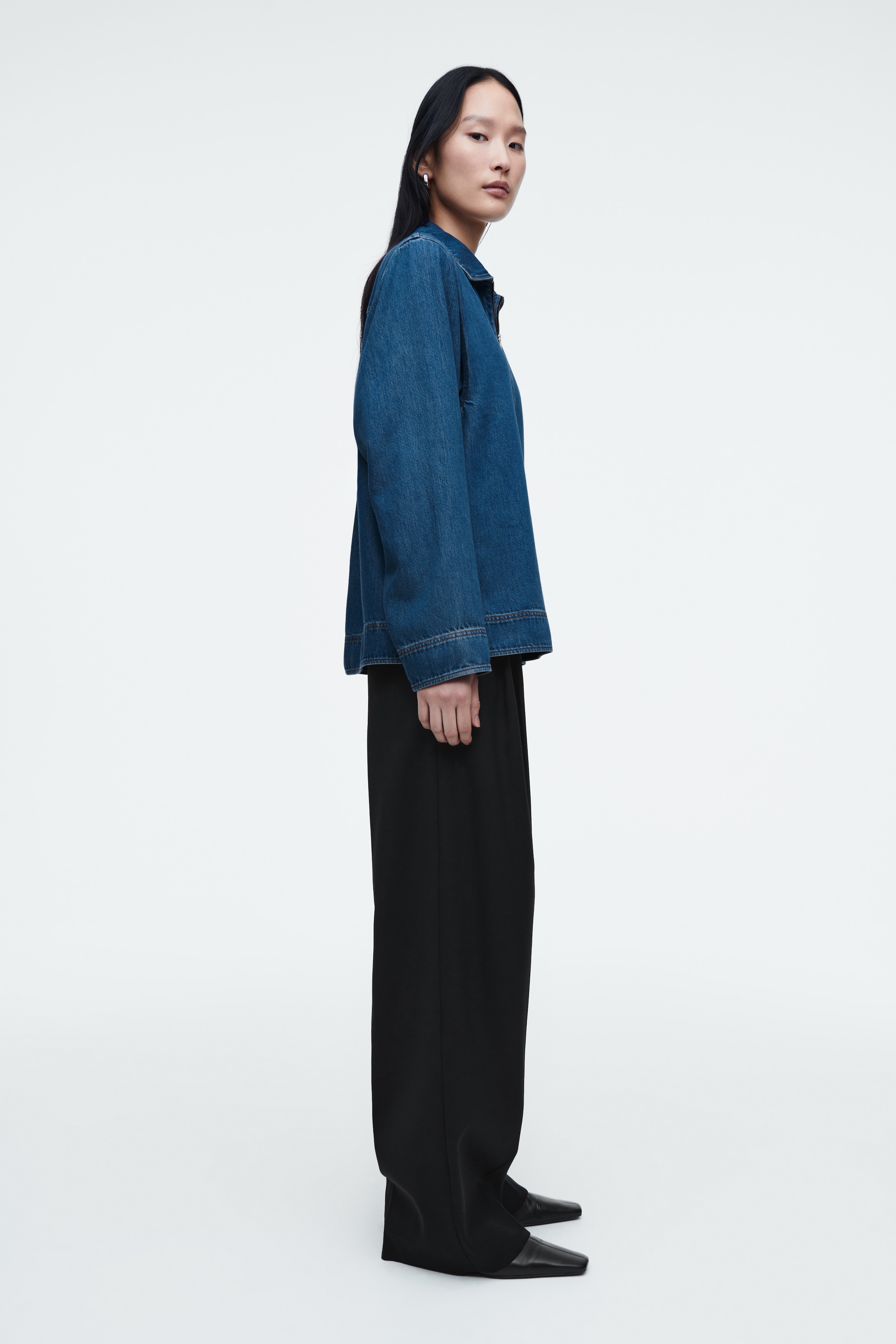 Agrandir l'image: BLOUSE DEMI-ZIPPÉE EN DENIM - BLEU - FEMME | H&M FR 4