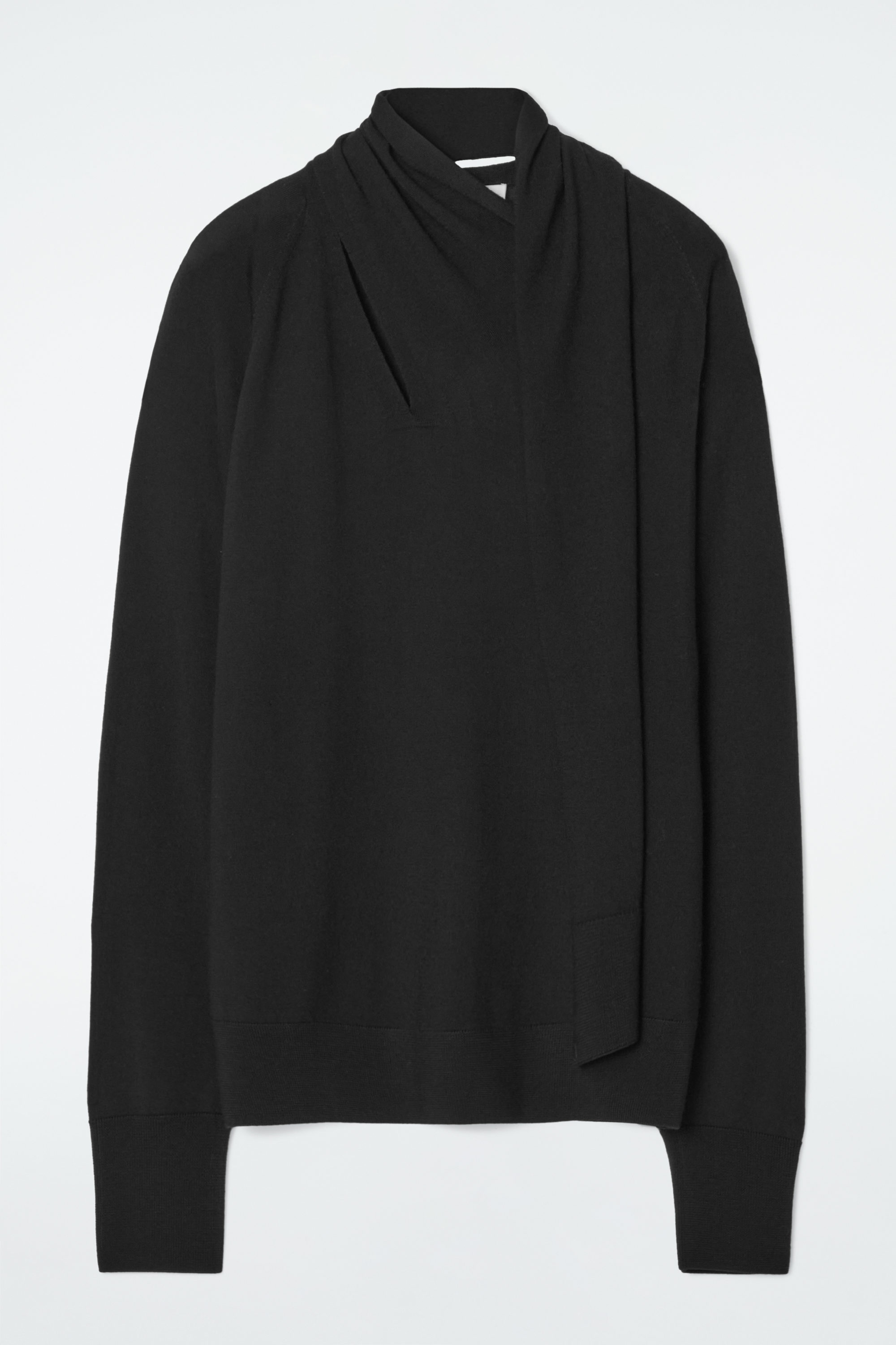RECTO■25SS_SCARF DETAIL JUMPER■正規品★人気 SCARF-DETAIL WOOL TURTLENECK JUMPER - BLACK | COS