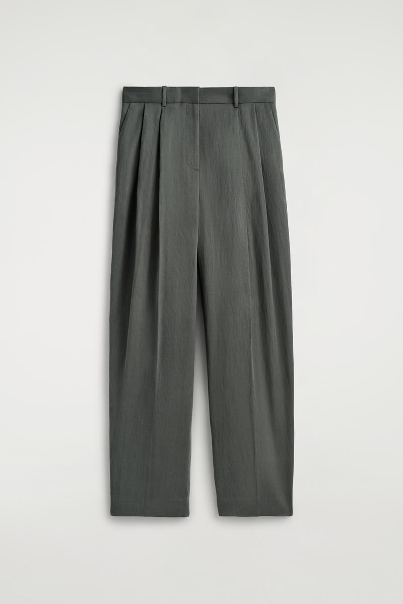 Relaxed Fluid Wide-Leg Trousers in Dark Grey