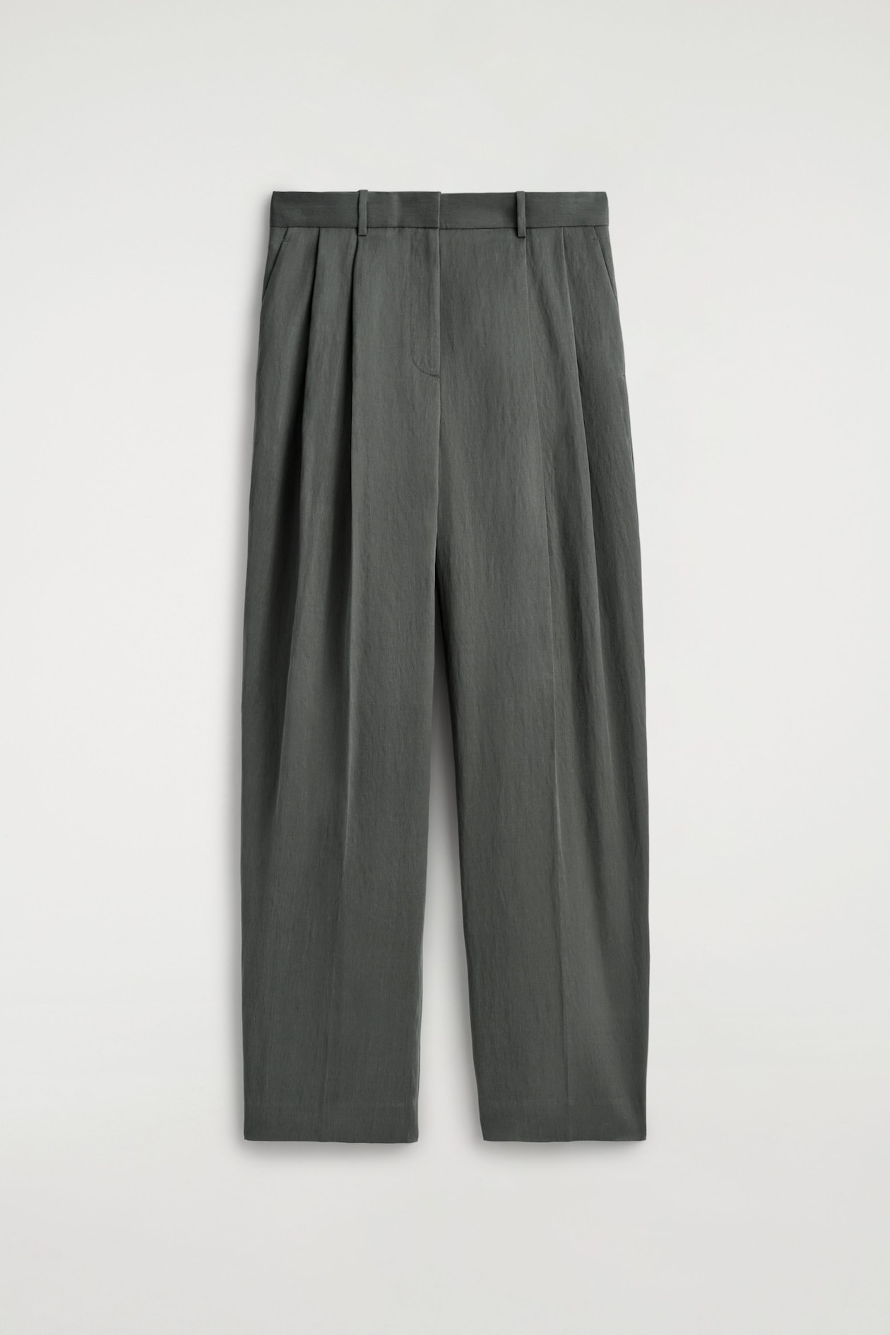 RELAXED FLUID WIDE-LEG PANTS — DARK GRAY
