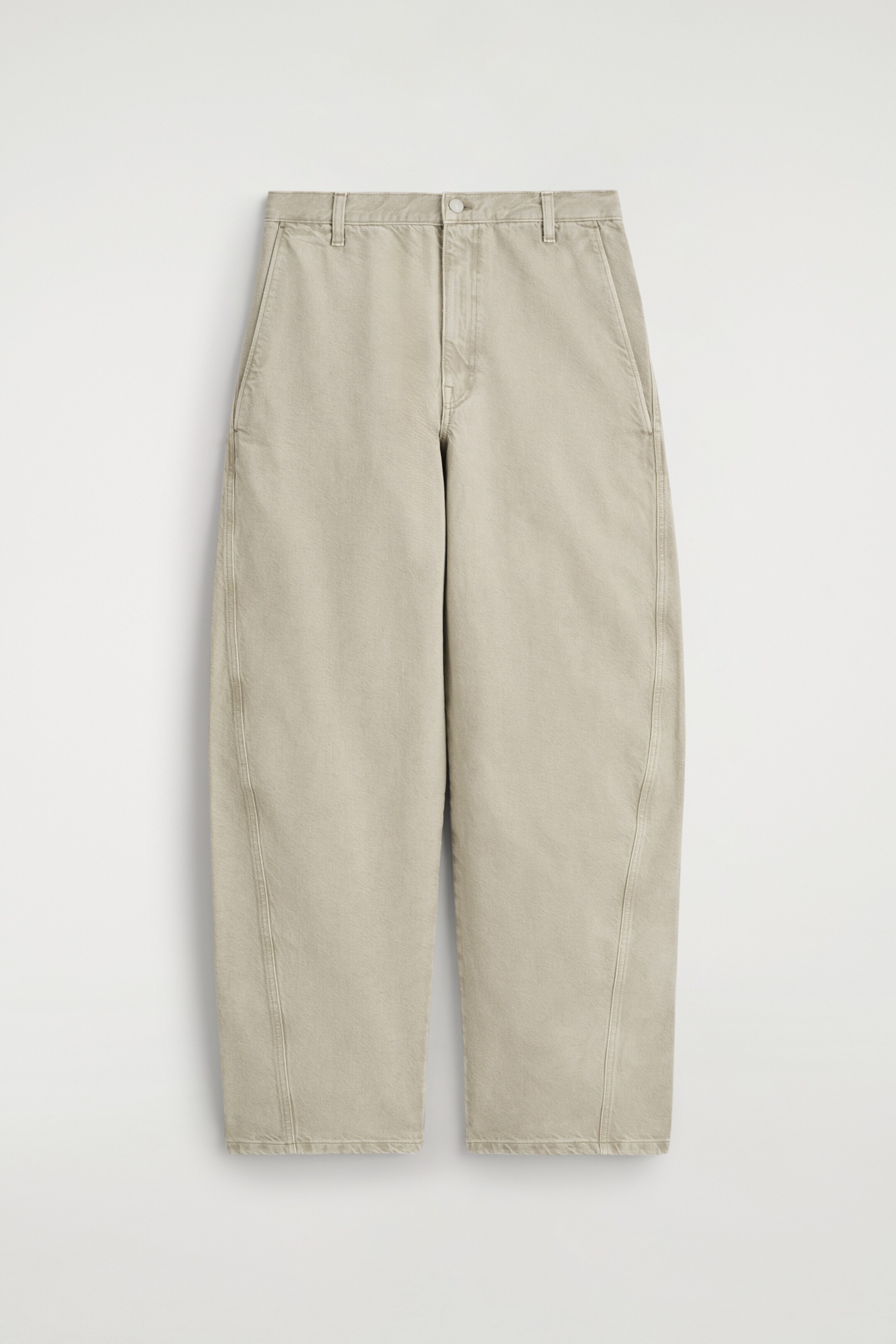 Grotere afbeelding bekijken: Denim broek met pijpen in barrel-fit - grijs beige - DAMES | H&M BE 5