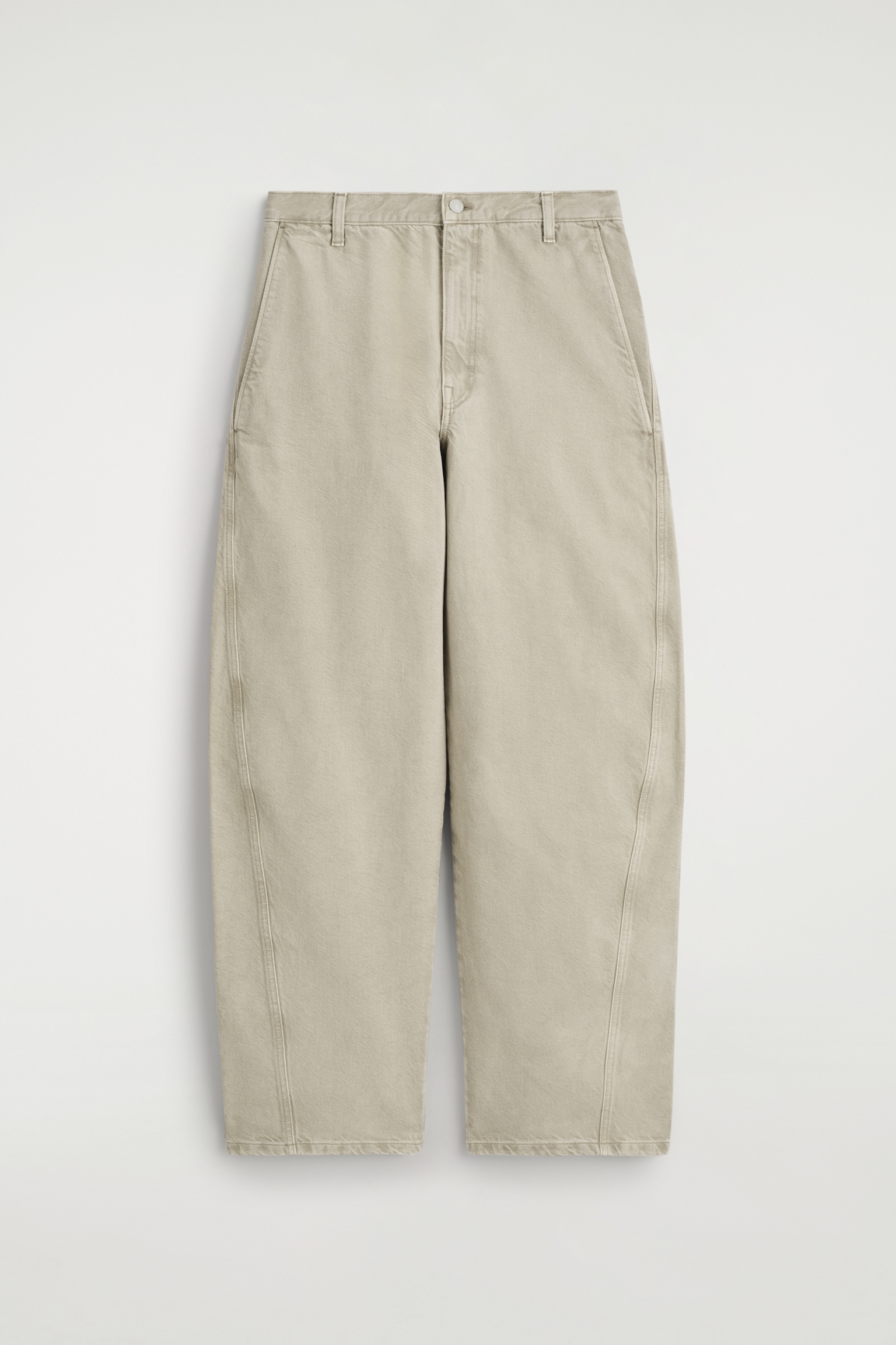 PANTALON BARREL EN DENIM - GRIS BEIGE - 2