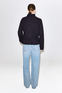 PURE CASHMERE MOCK-NECK SWEATER — NAVY 5