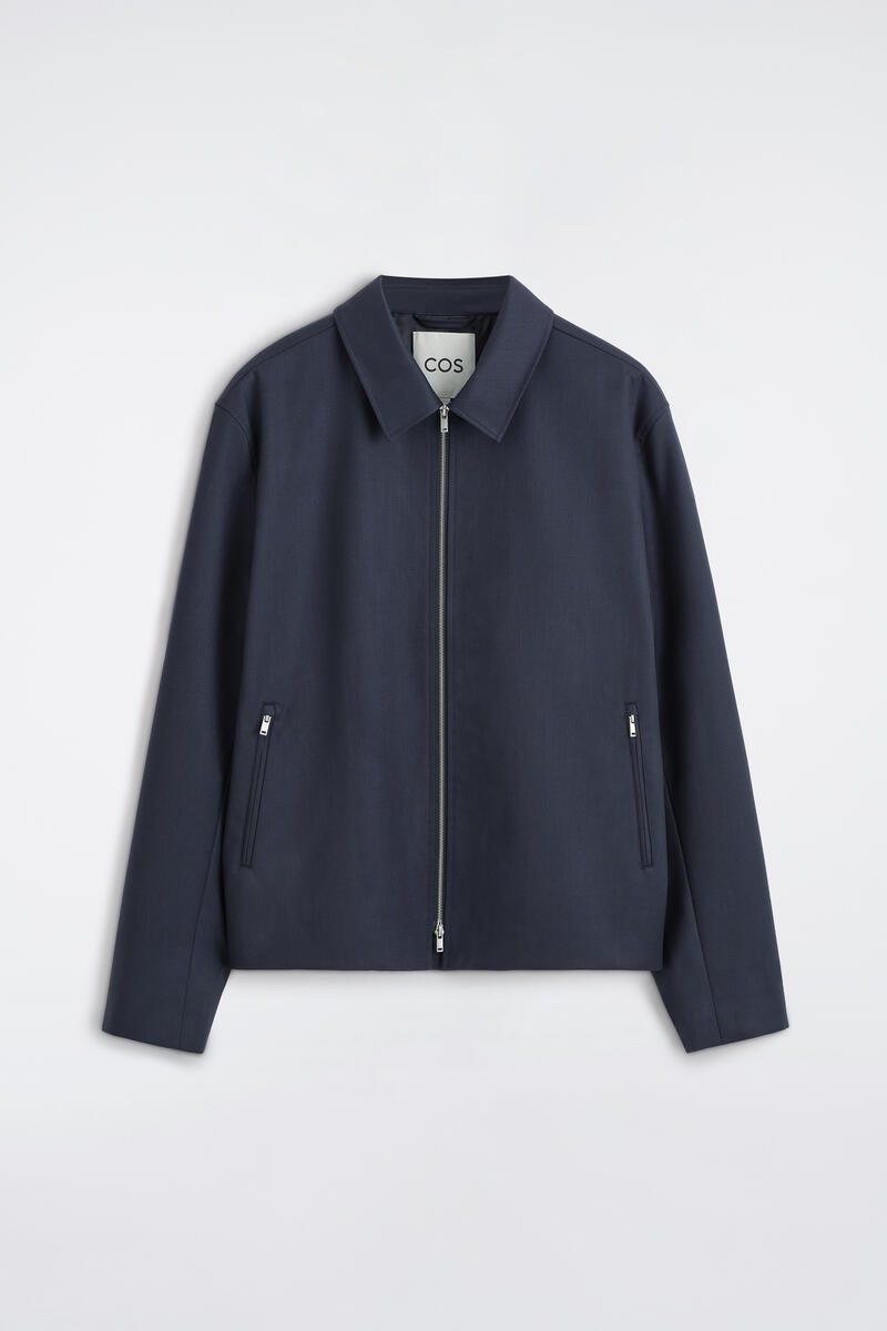 Tailored Wool Zip-Up Jacket