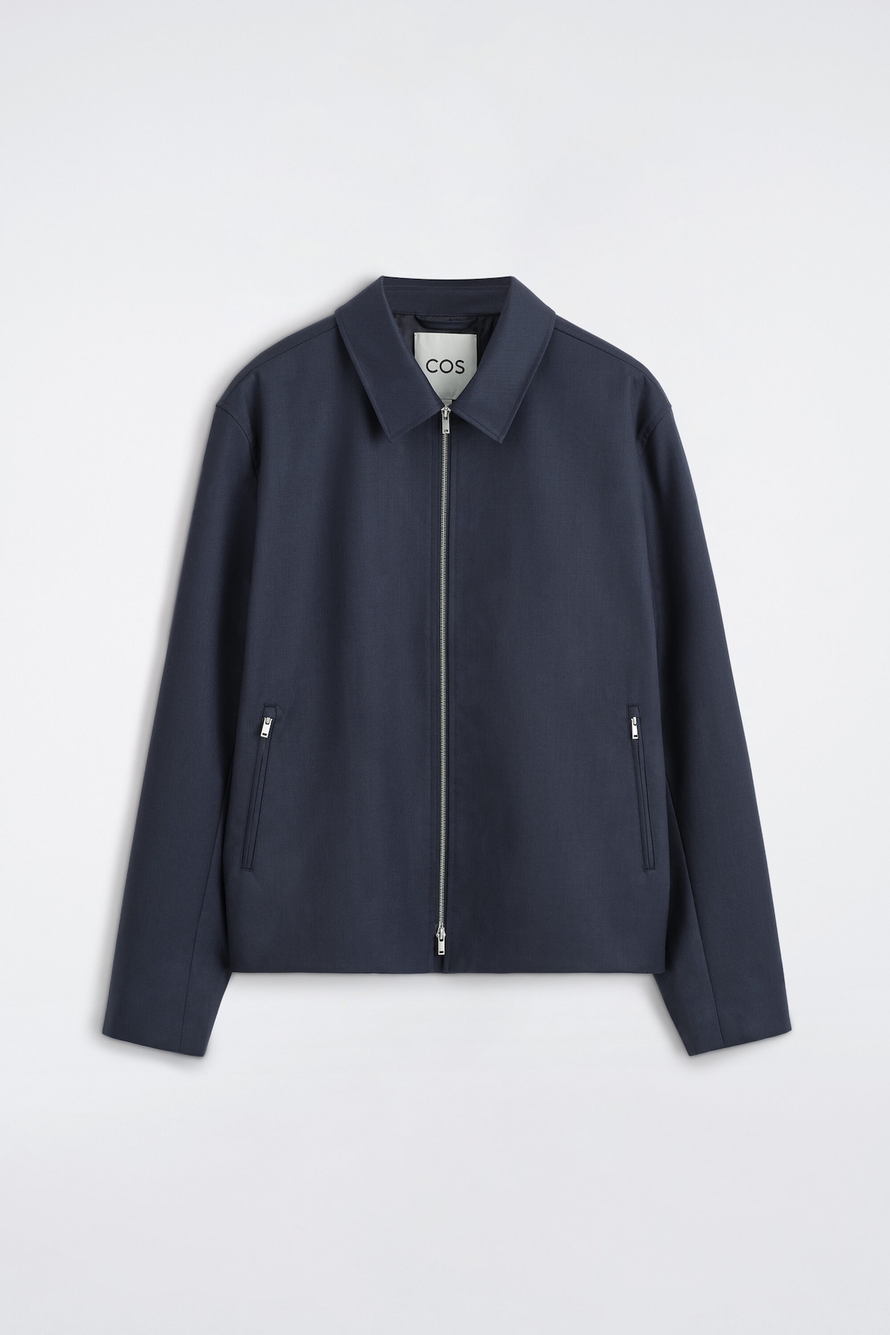 TAILORED WOOL ZIP-UP JACKET — BLUE