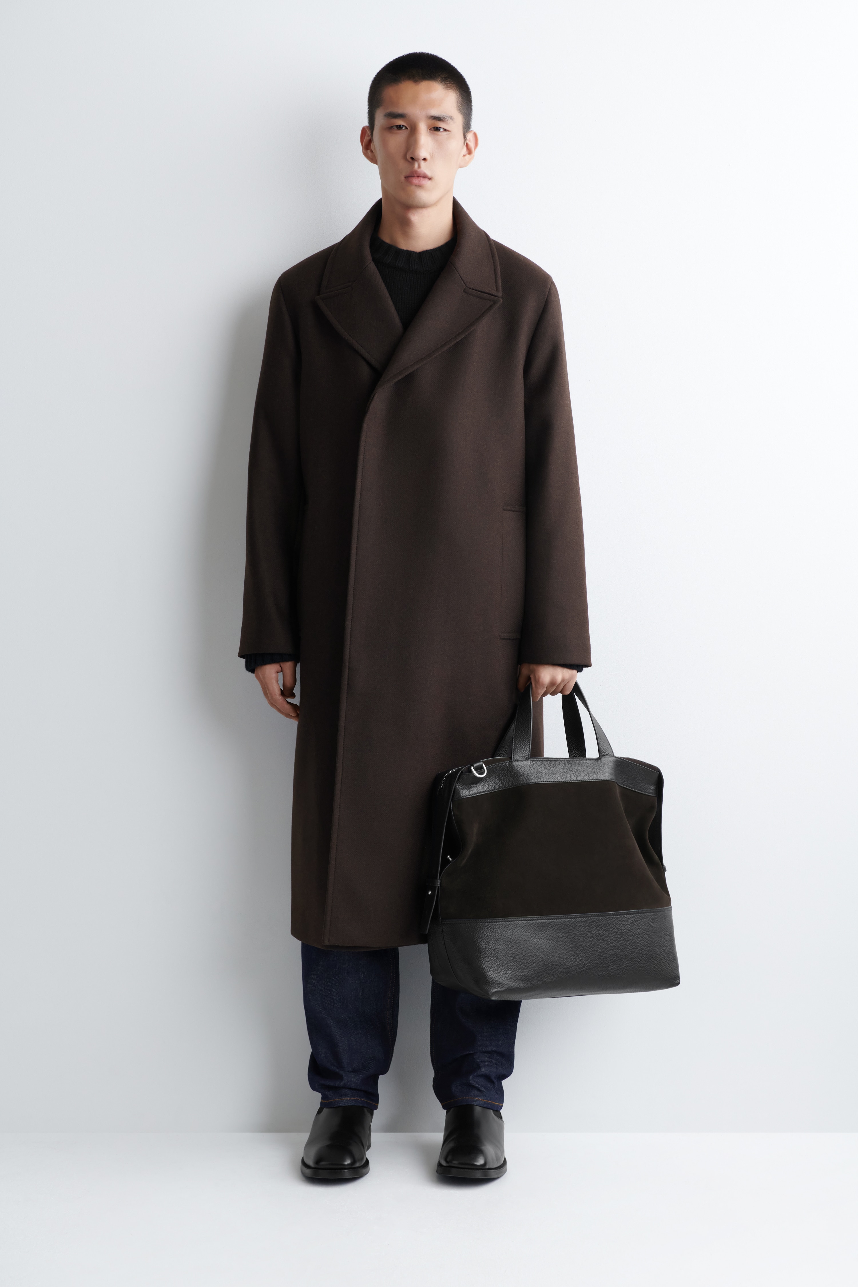 CITY MESSENGER BAG - LÆDER - MØRKEBRUN/MARINEBLÅ