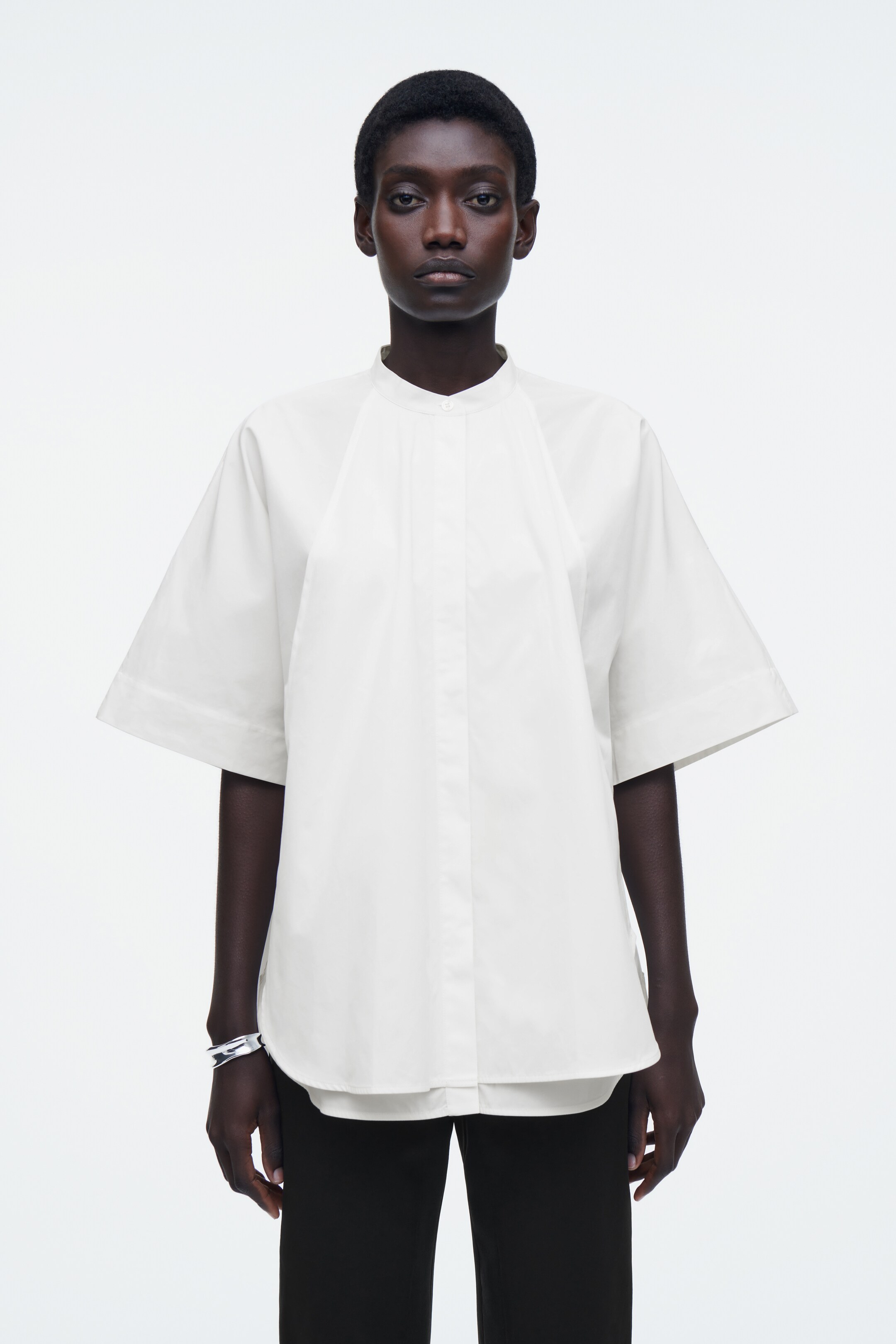 View larger image: OVERSIZED CURVED-HEM COTTON SHIRT - WHITE - Ladies | H&M GB 1