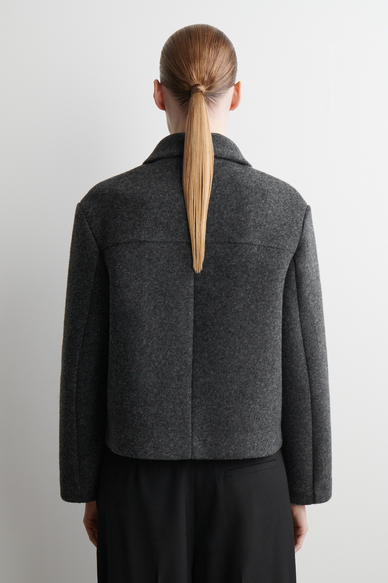 VESTE EN LAINE BOUILLIE MÉLANGÉE - GRIS FONCÉ CHINÉ/BEIGE CHINÉ - 7