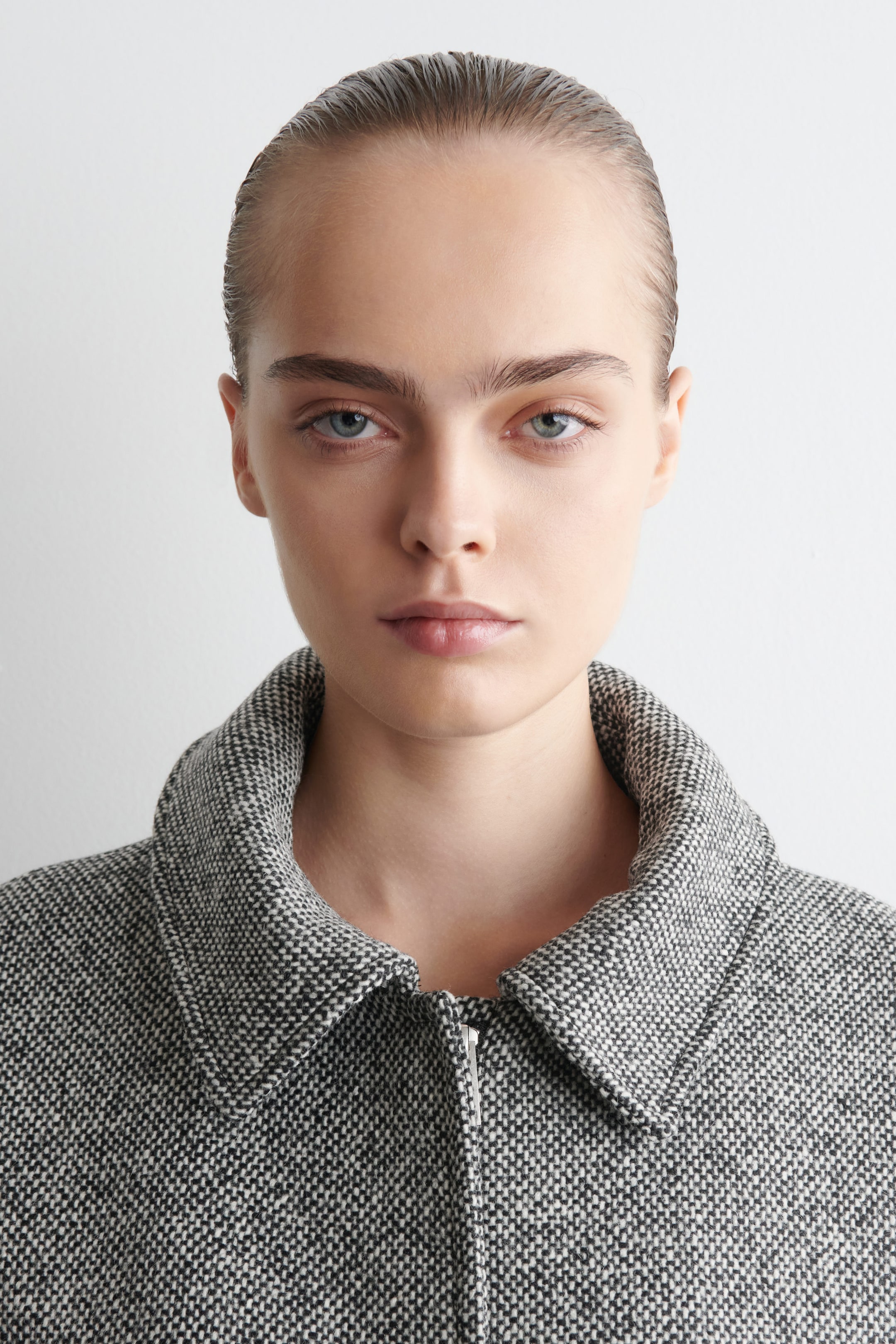 VESTE À COL CHEMINÉE EN TWEED DE LAINE