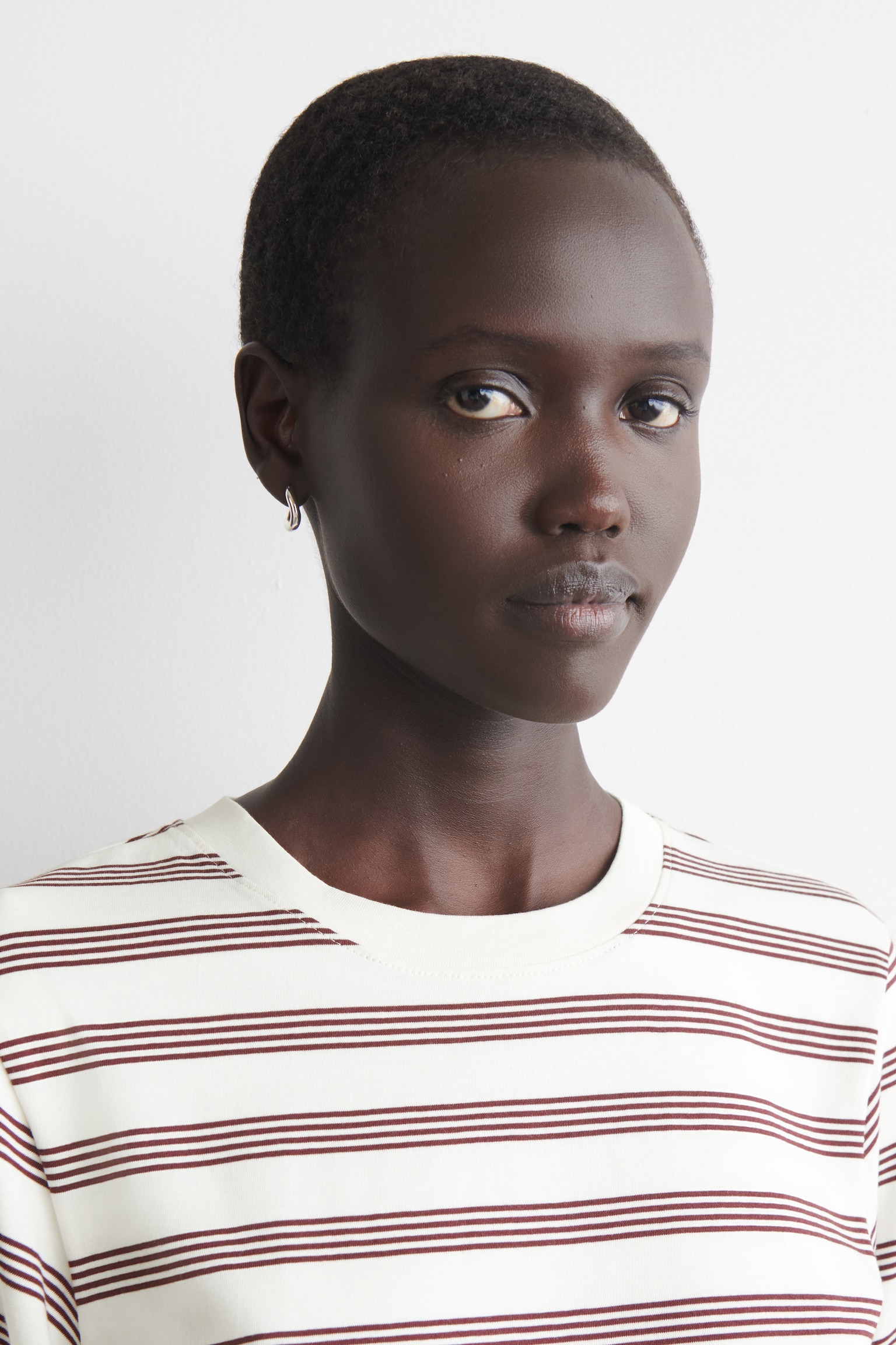 TRICOU DIN BUMBAC - WHITE / PURPLE / STRIPED/CREM/MARO ÎNCHIS - 6