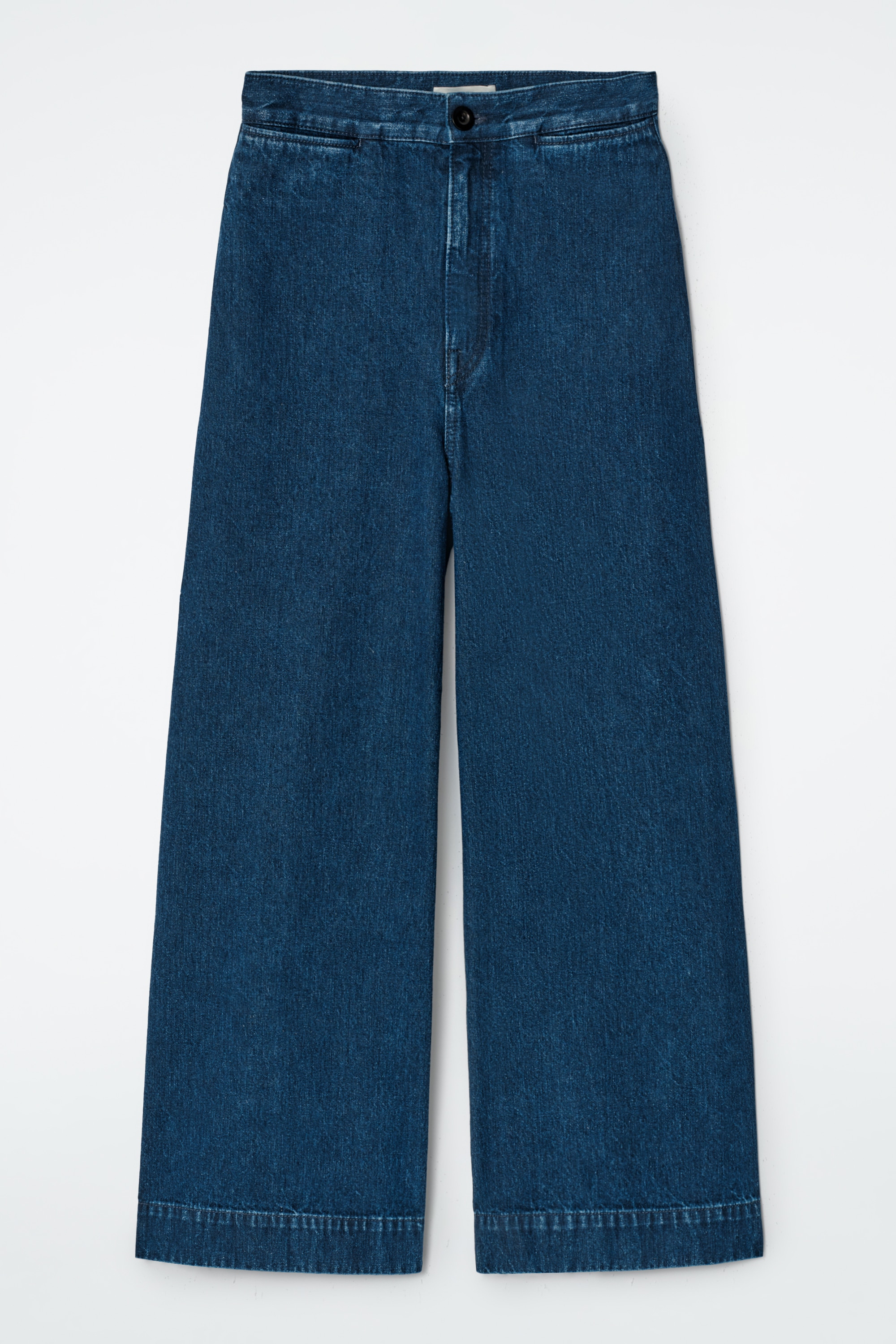 WIDE-LEG DENIM TROUSERS - BLUE/ECRU