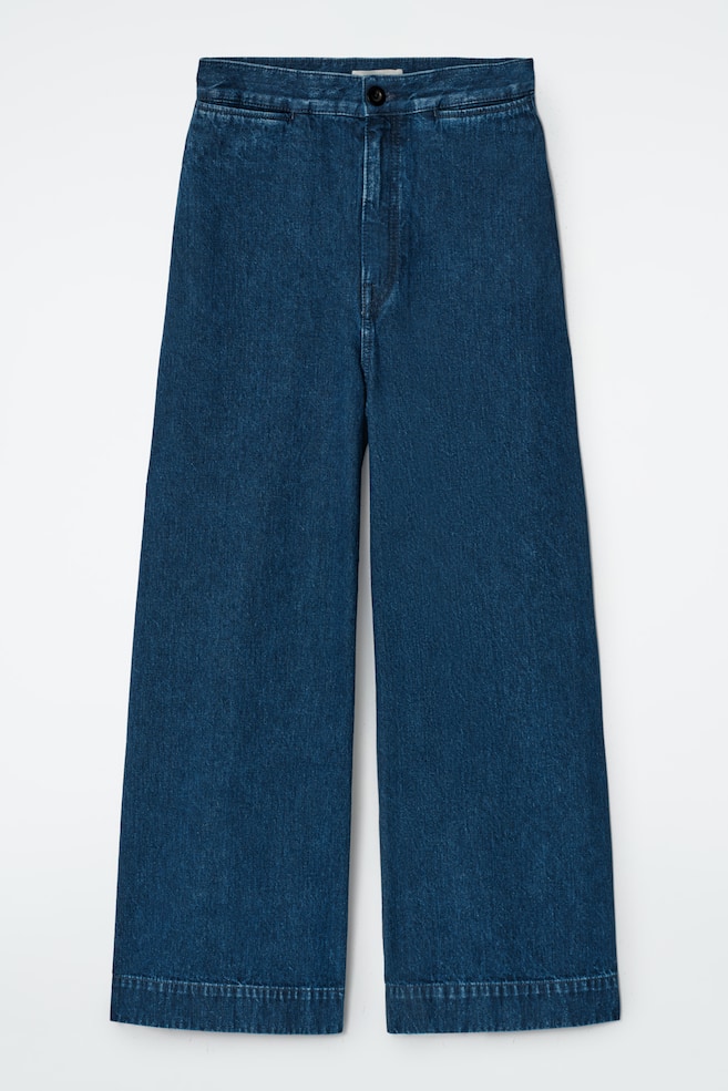 PANTALONI IN DENIM A GAMBA LARGA - BLU/ÉCRU - 1