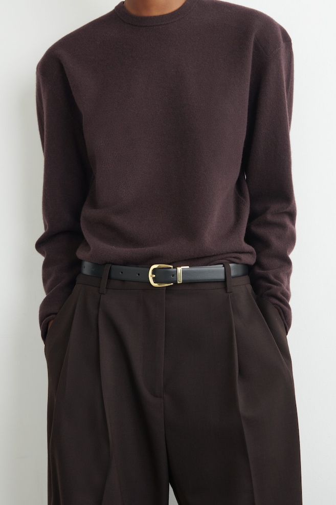 REVERSIBLE LEATHER BELT — BLACK / ECRU