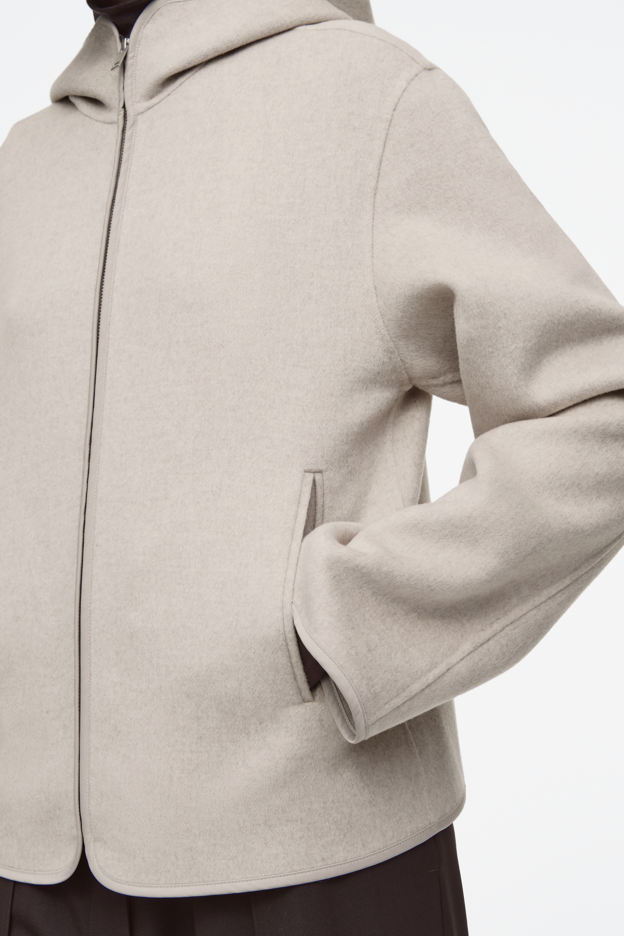 View larger image: HOODED DOUBLE-FACED WOOL JACKET - LIGHT BEIGE - Ladies | H&M GB 3