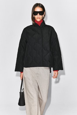 SHAWL-COLLAR QUILTED JACKET — BLACK 3