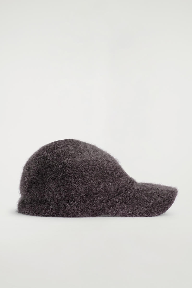 Cos Brushed-cashmere Baseball Cap In Brown