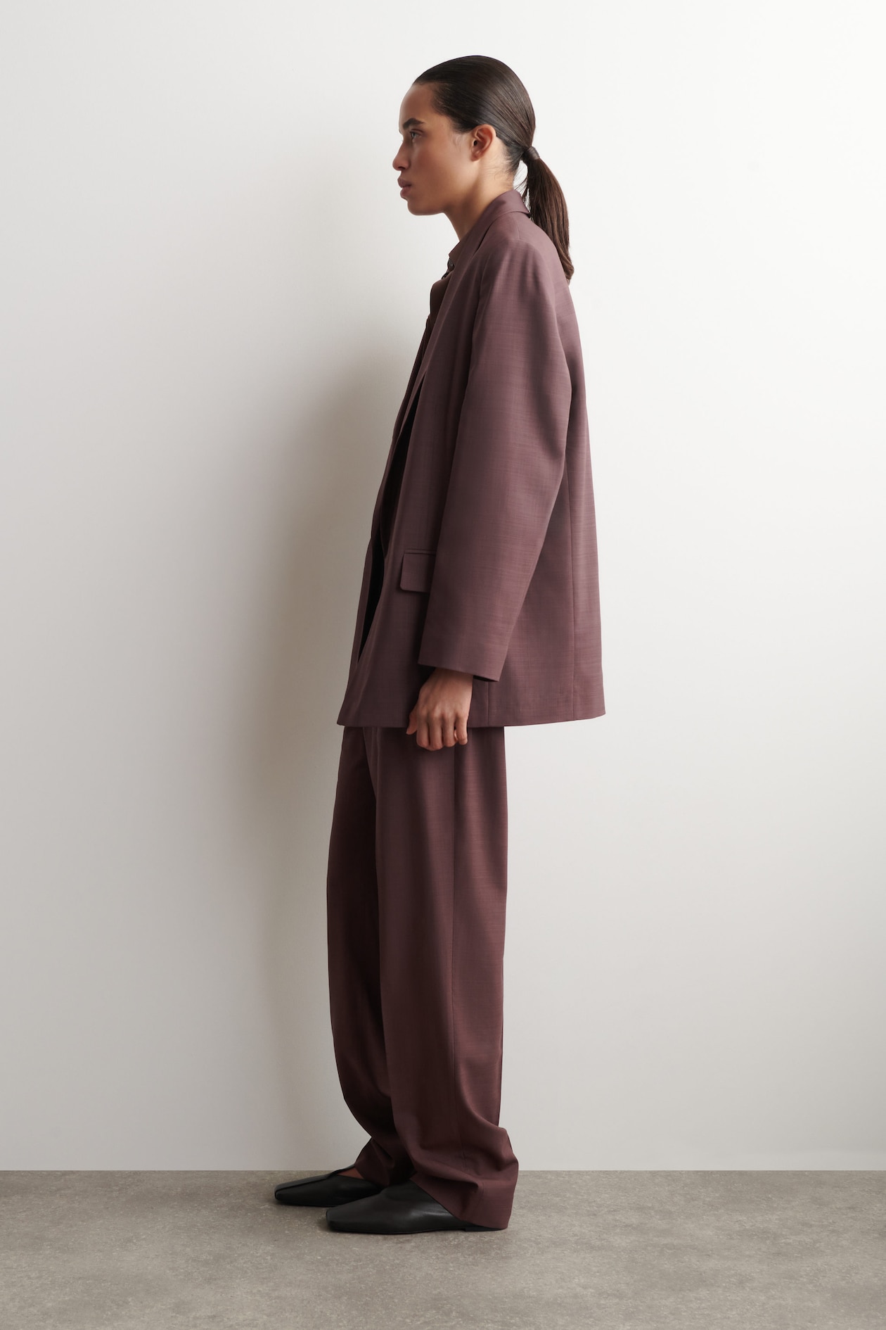 SHAWL-COLLAR WOOL BLAZER — MAHOGANY