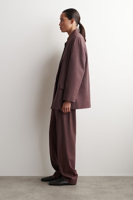 SHAWL-COLLAR WOOL BLAZER — MAHOGANY 3