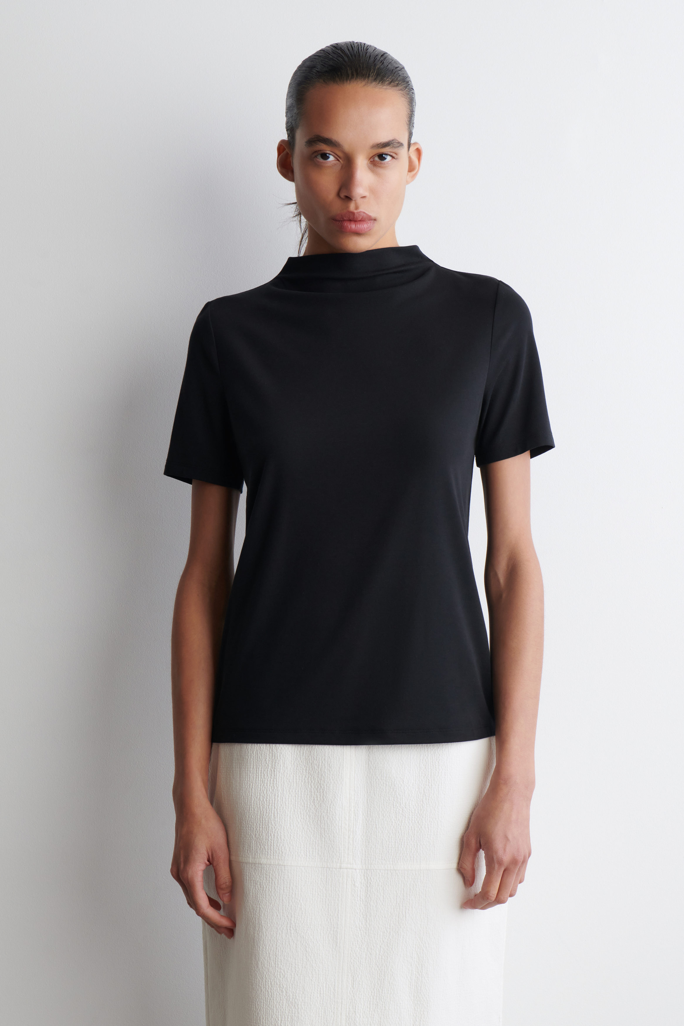 Tシャツ・カットソー No.1231 stripe collar half T (4color) Half Black Half Orange Tshirt, Color Block Split 2 Two Tone