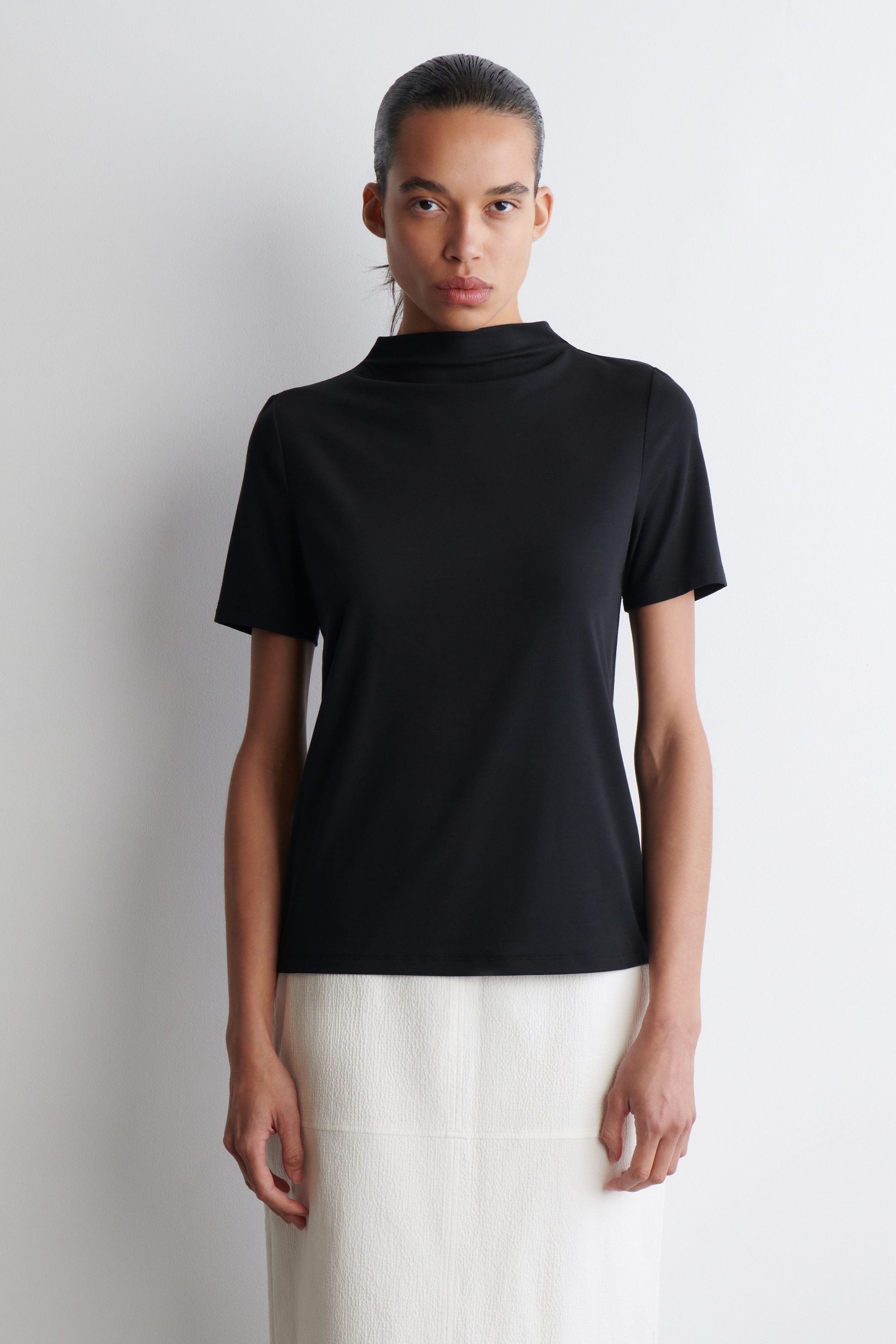 DRAPIERTES JERSEY-T-SHIRT