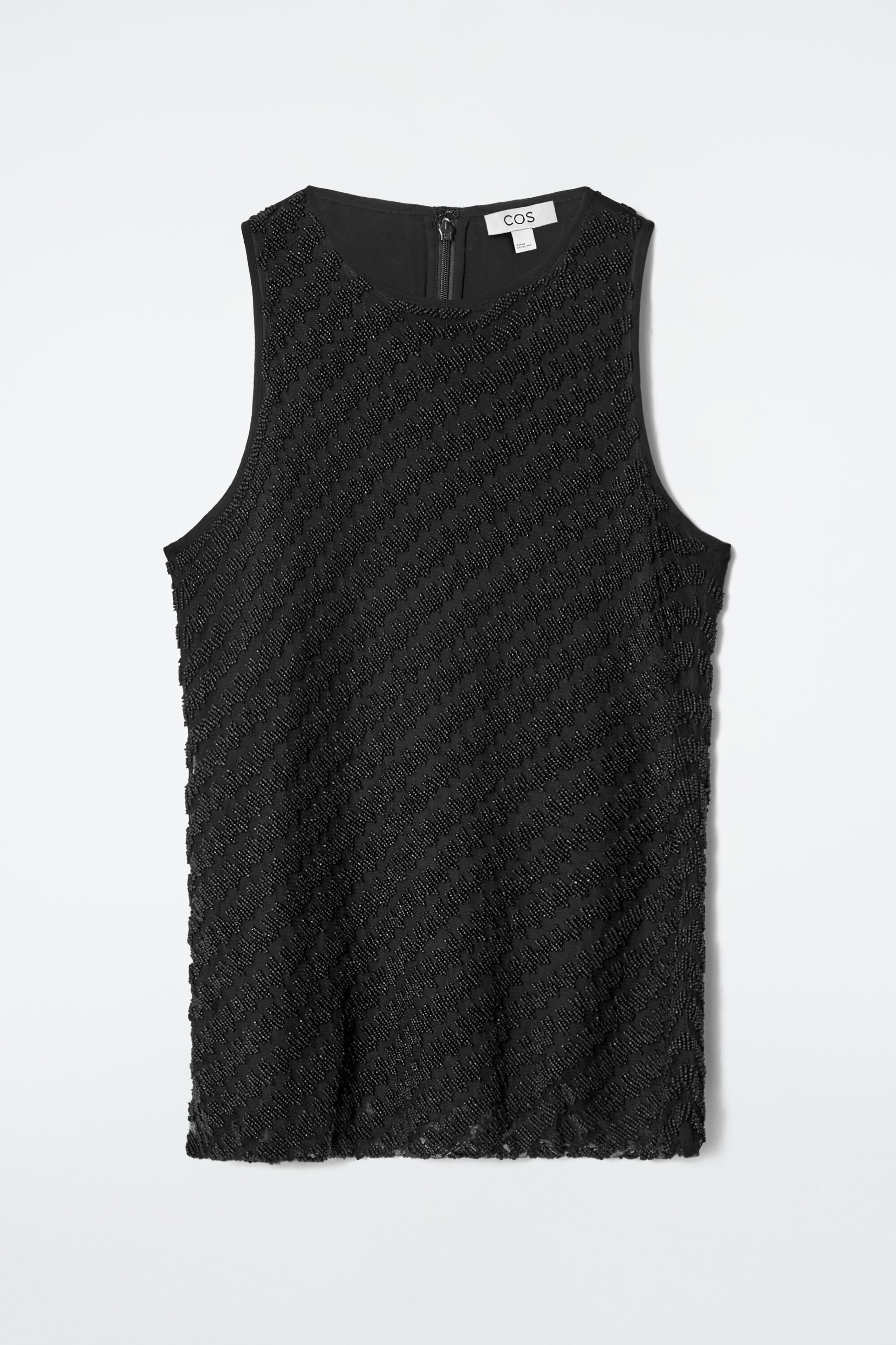 SHEER EMBROIDERED MOHAIR TANK TOP - BLACK | COS