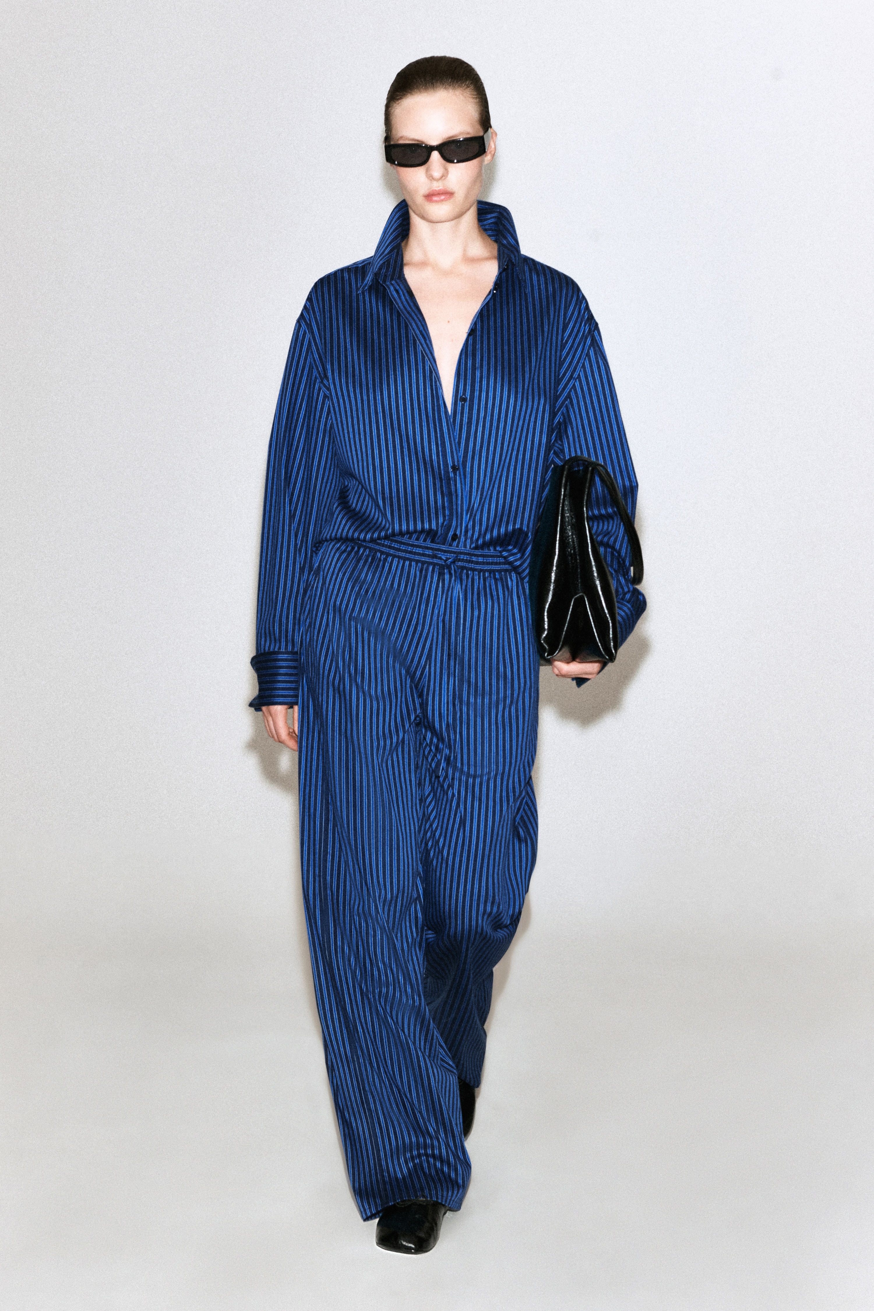 Gestreepte broek met bies en trekkoord - BLAUW / GESTREEPT