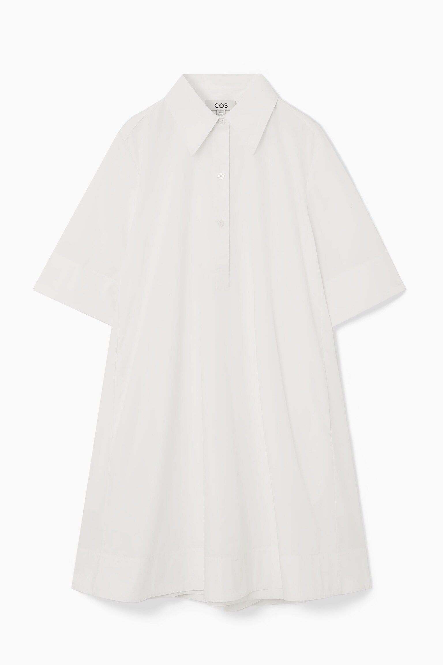 A-LINE MINI SHIRT DRESS - WHITE/NAVY