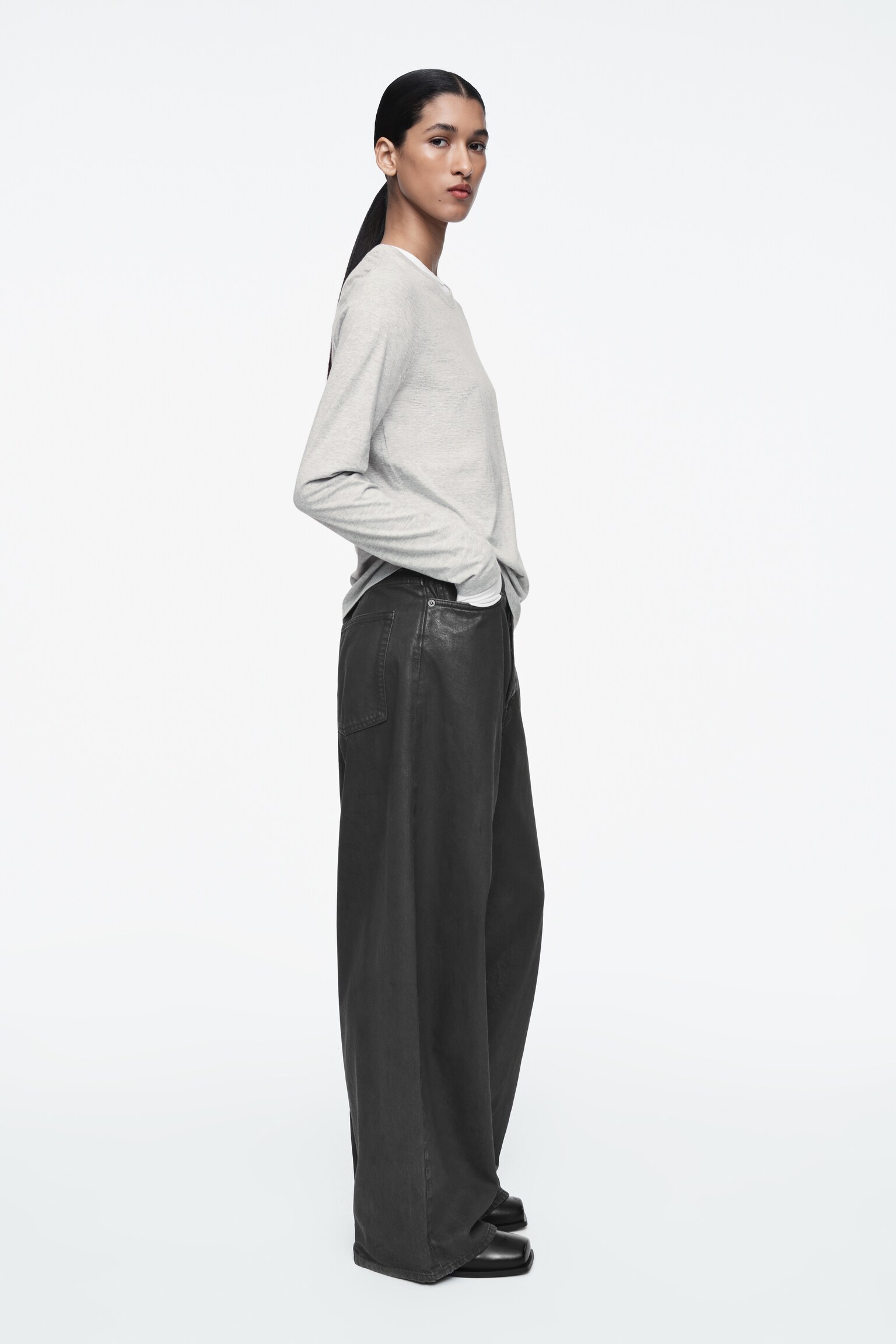 T-SHIRT 24/7 À MANCHES LONGUES - GRIS CLAIR/BRUN / RAYURES/BLANC/GRIS CHINÉ - 3