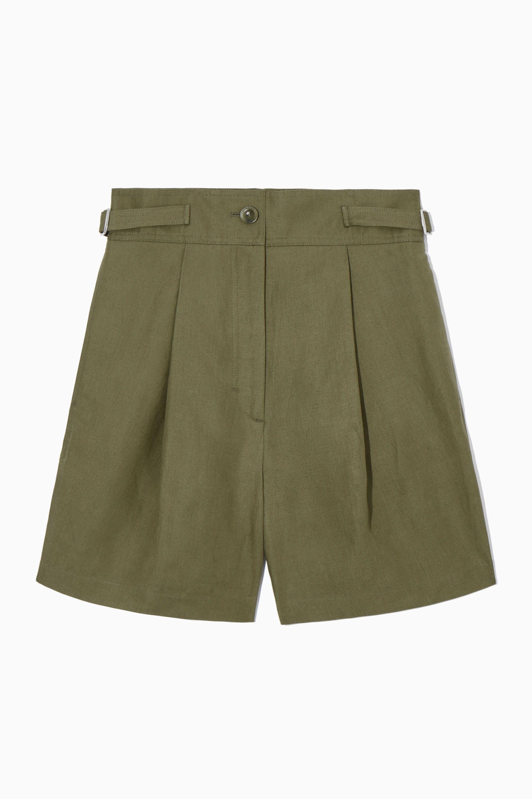 Agrandir l'image: SHORT WORKWEAR À PLIS LIN MÉLANGÉ - KAKI - FEMME | H&M CH 1