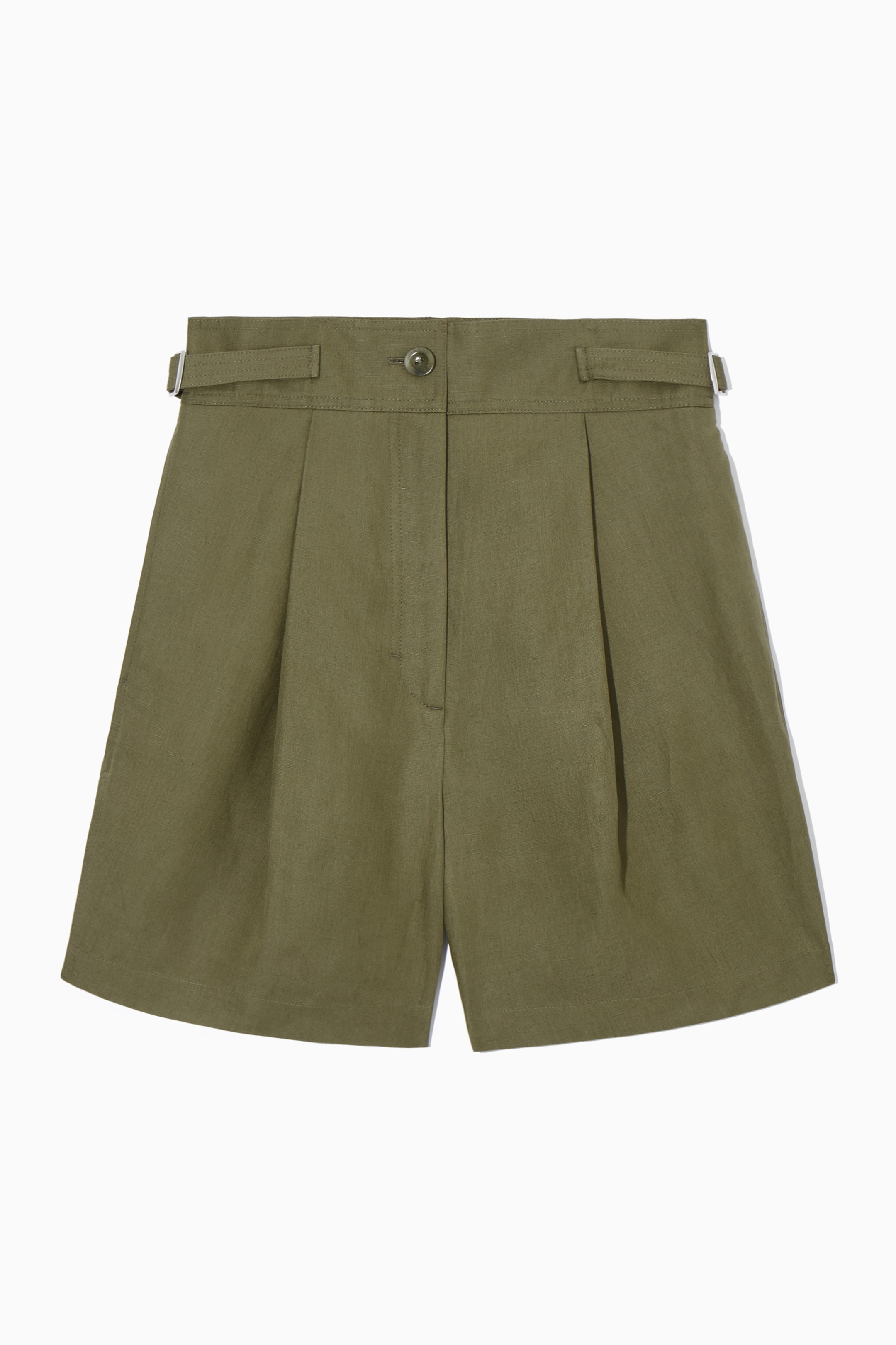 View larger image: PLEATED LINEN-BLEND UTILITY SHORTS - KHAKI - Ladies | H&M GB 1