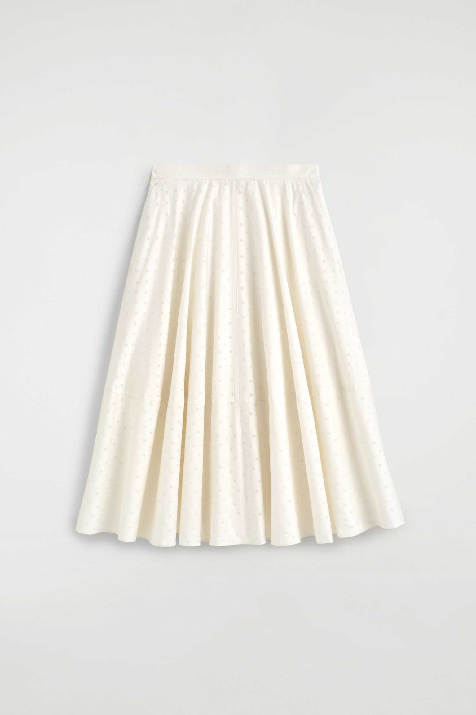 POLKA-DOT JACQUARD COTTON MIDI SKIRT - WHITE / POLKA DOT - 1