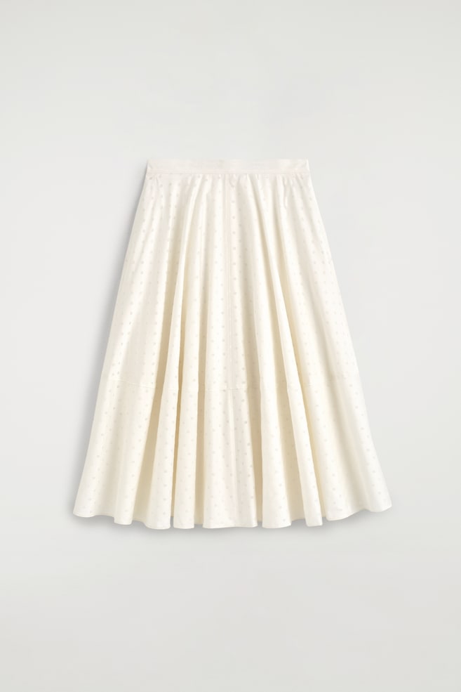 POLKA-DOT JACQUARD COTTON MIDI SKIRT - WHITE / POLKA DOT - 1