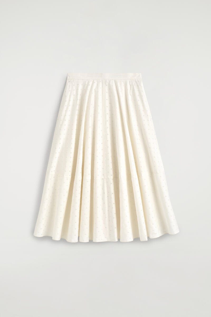 Polka-Dot Jacquard Cotton Midi Skirt